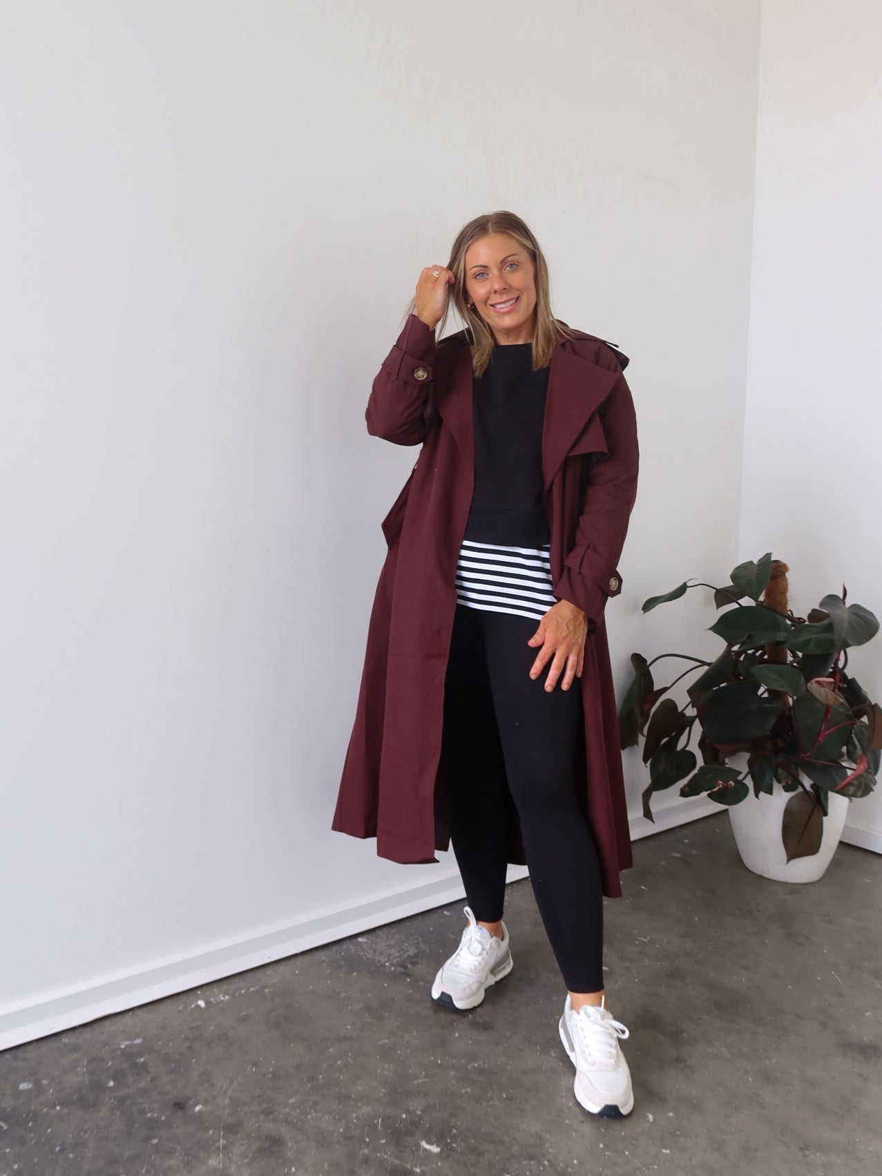 Farrah Trench Coat- Burgundy