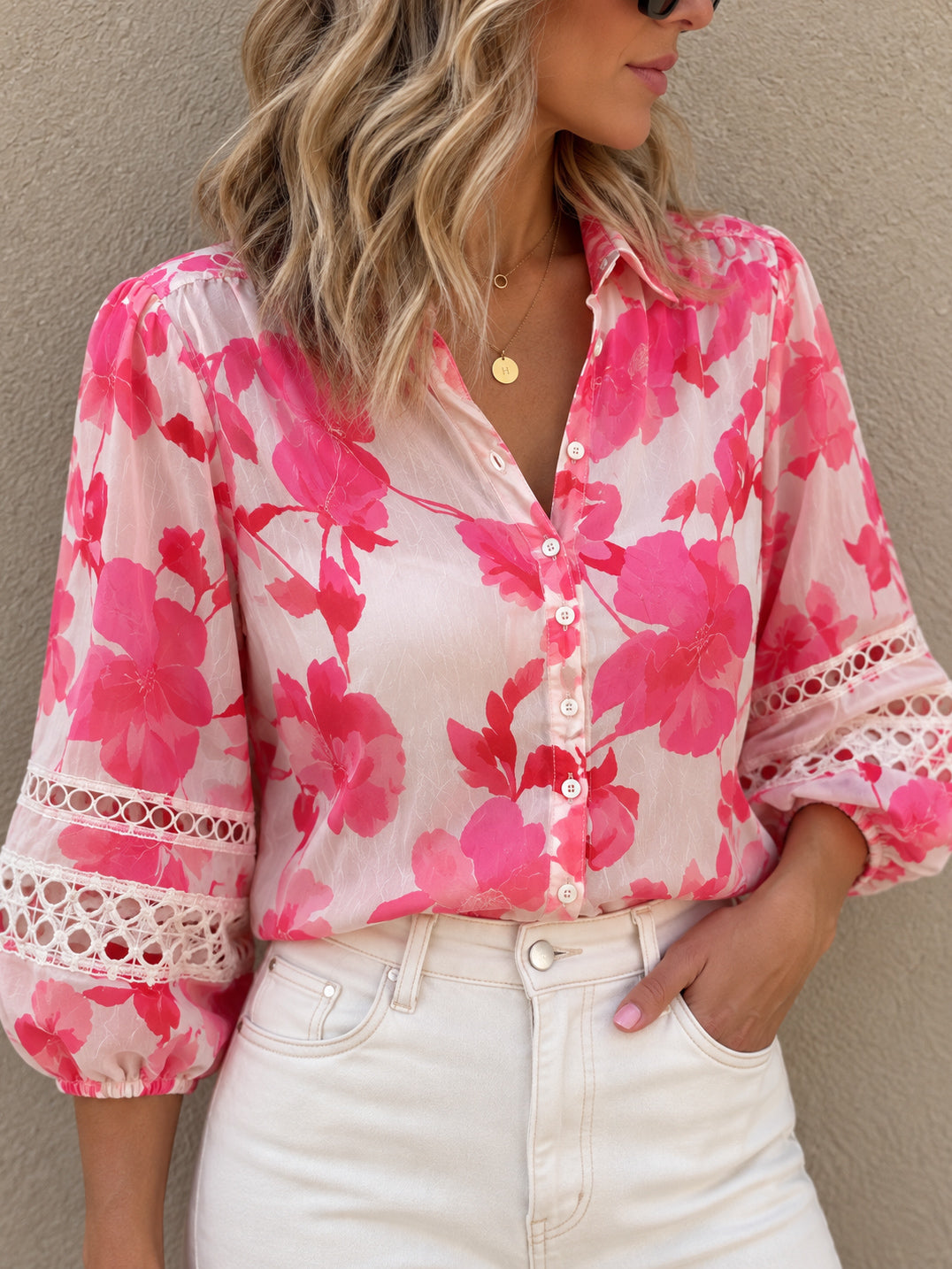Eden Shirt- Pink/Coral Floral