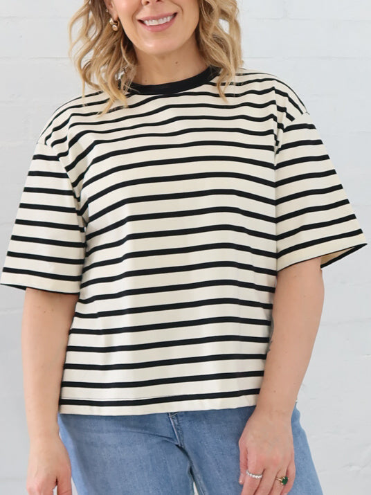 Sally Top- Black Stripe