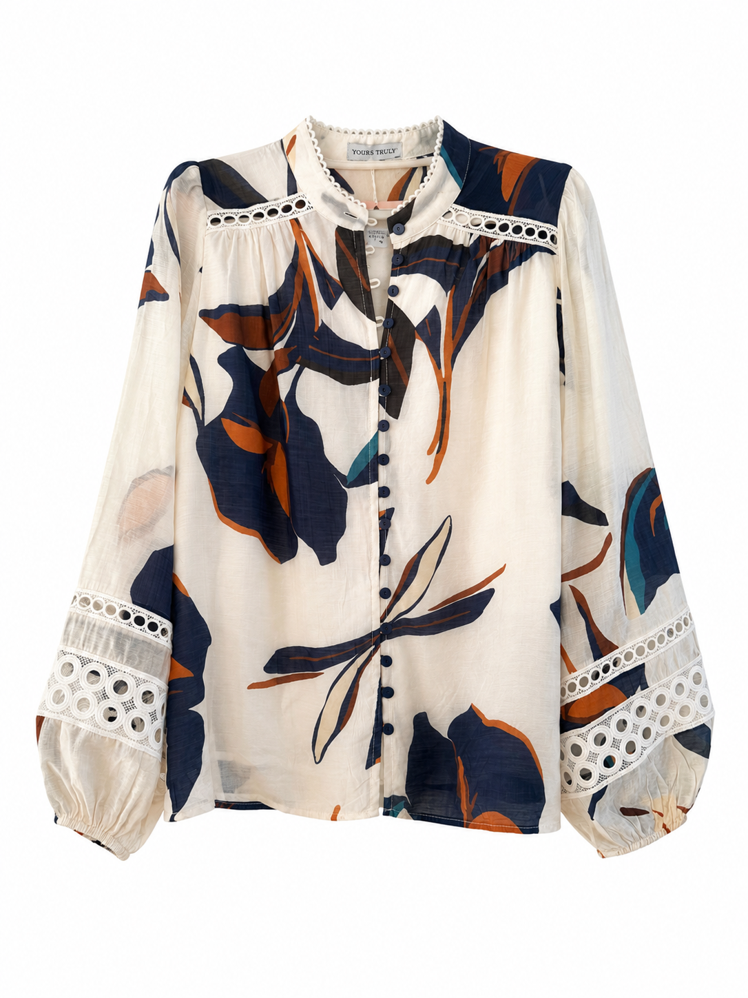 Bloom Shirt- Blue/Tan/White
