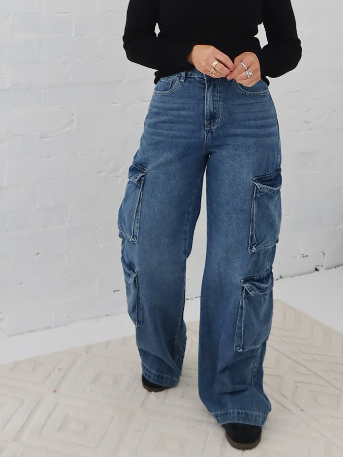 Paxton Cargo Jeans- Dark Blue