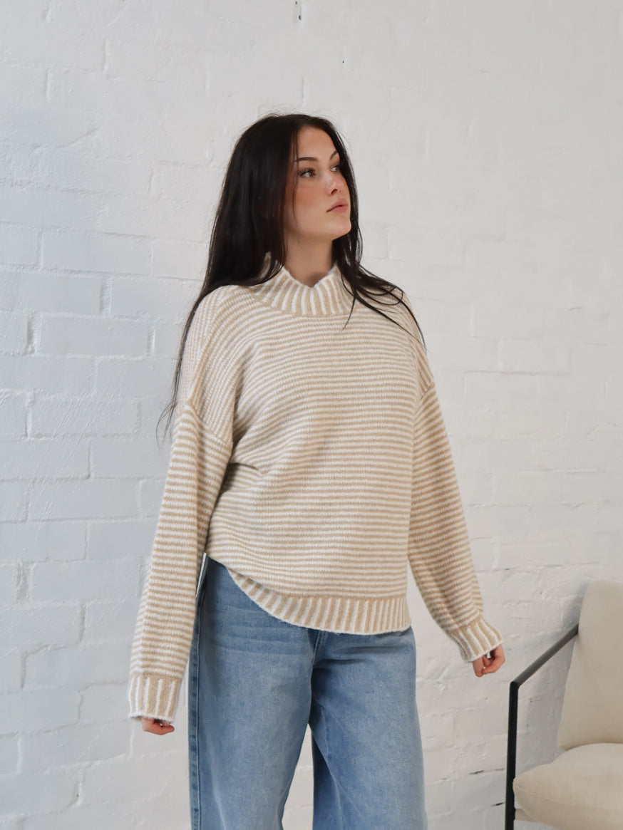 Shellie Knit - Camel Stripe