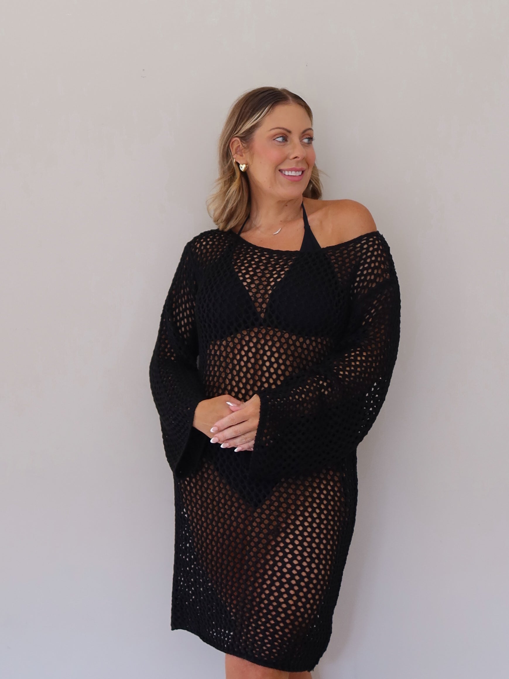 Nerina Crochet Dress - Black
