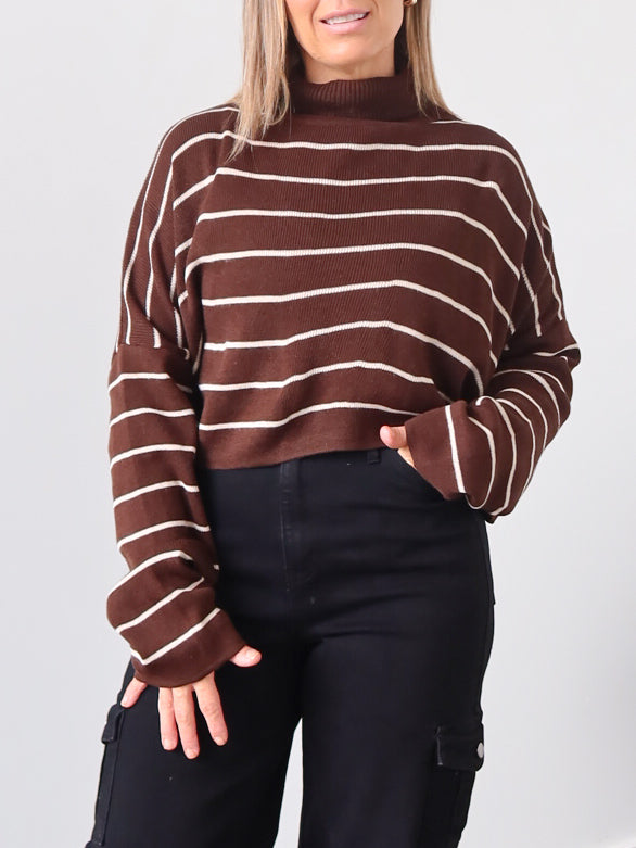 Fran Knit - Chocolate Stripe