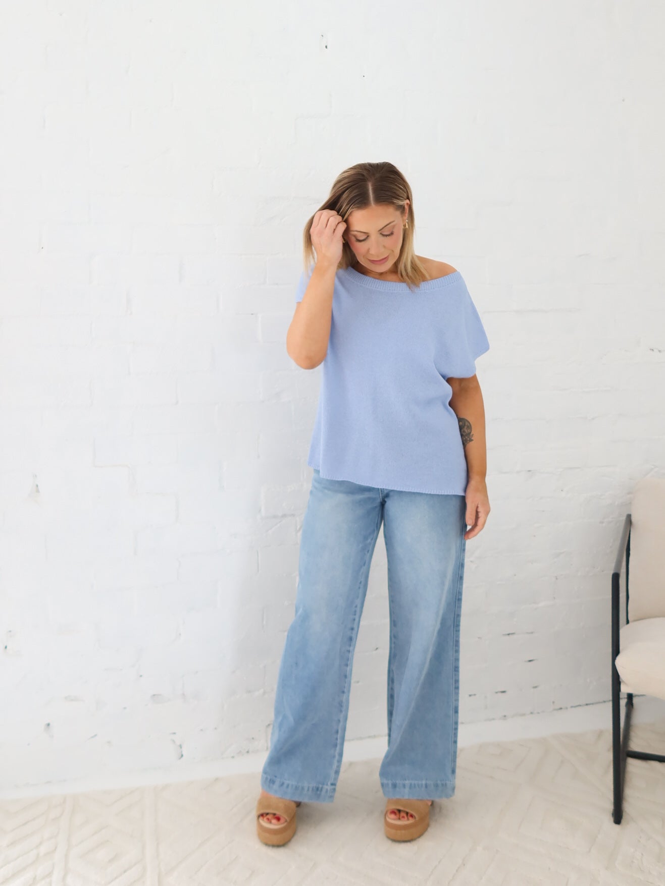 Ella Knit Top- Blue