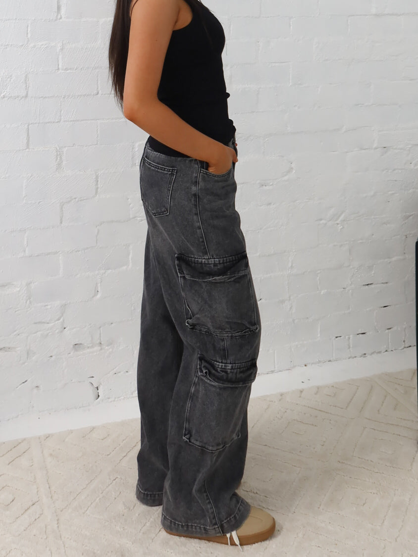 Paxton Cargo Jeans- Black