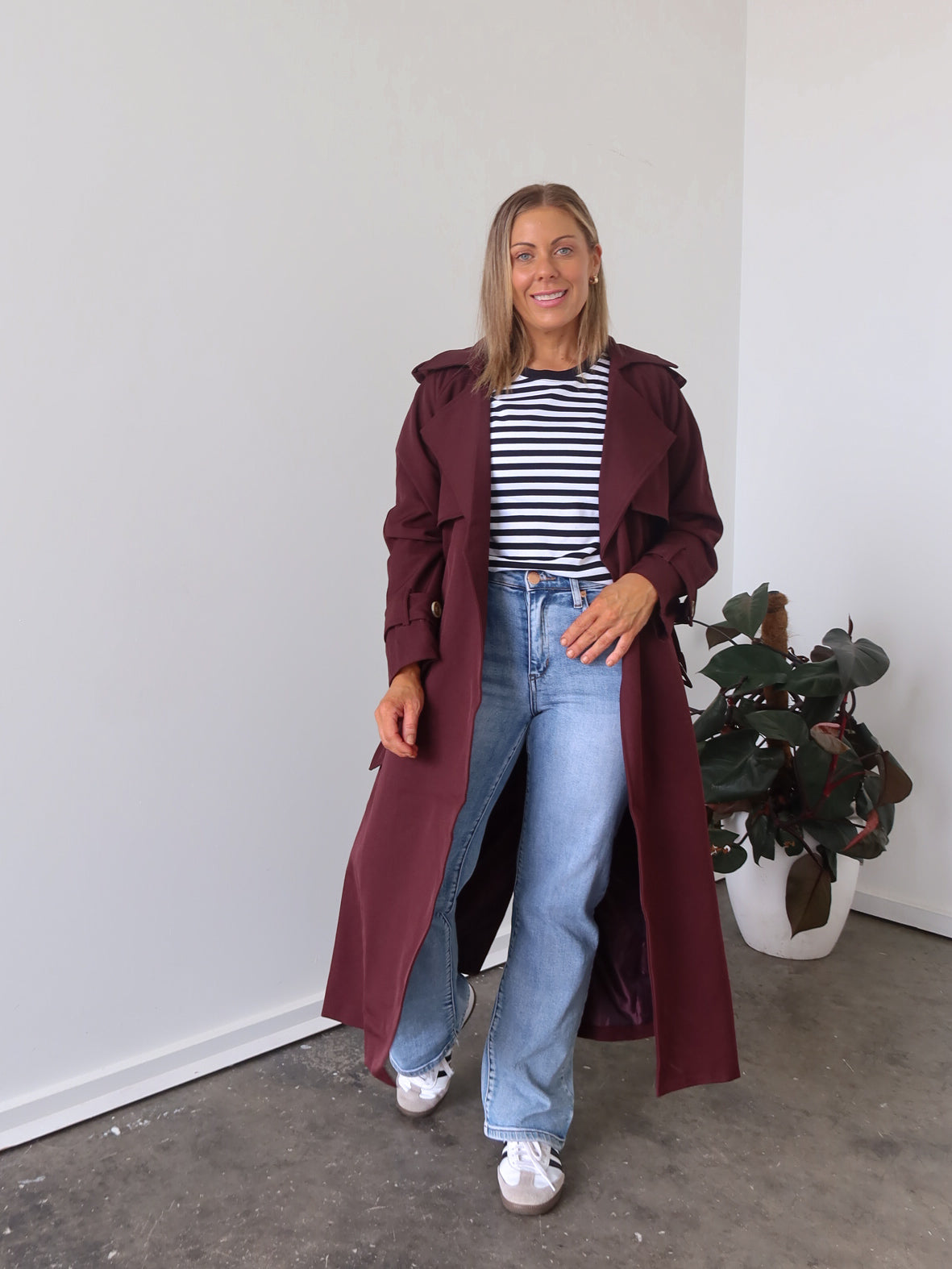 Farrah Trench Coat- Burgundy