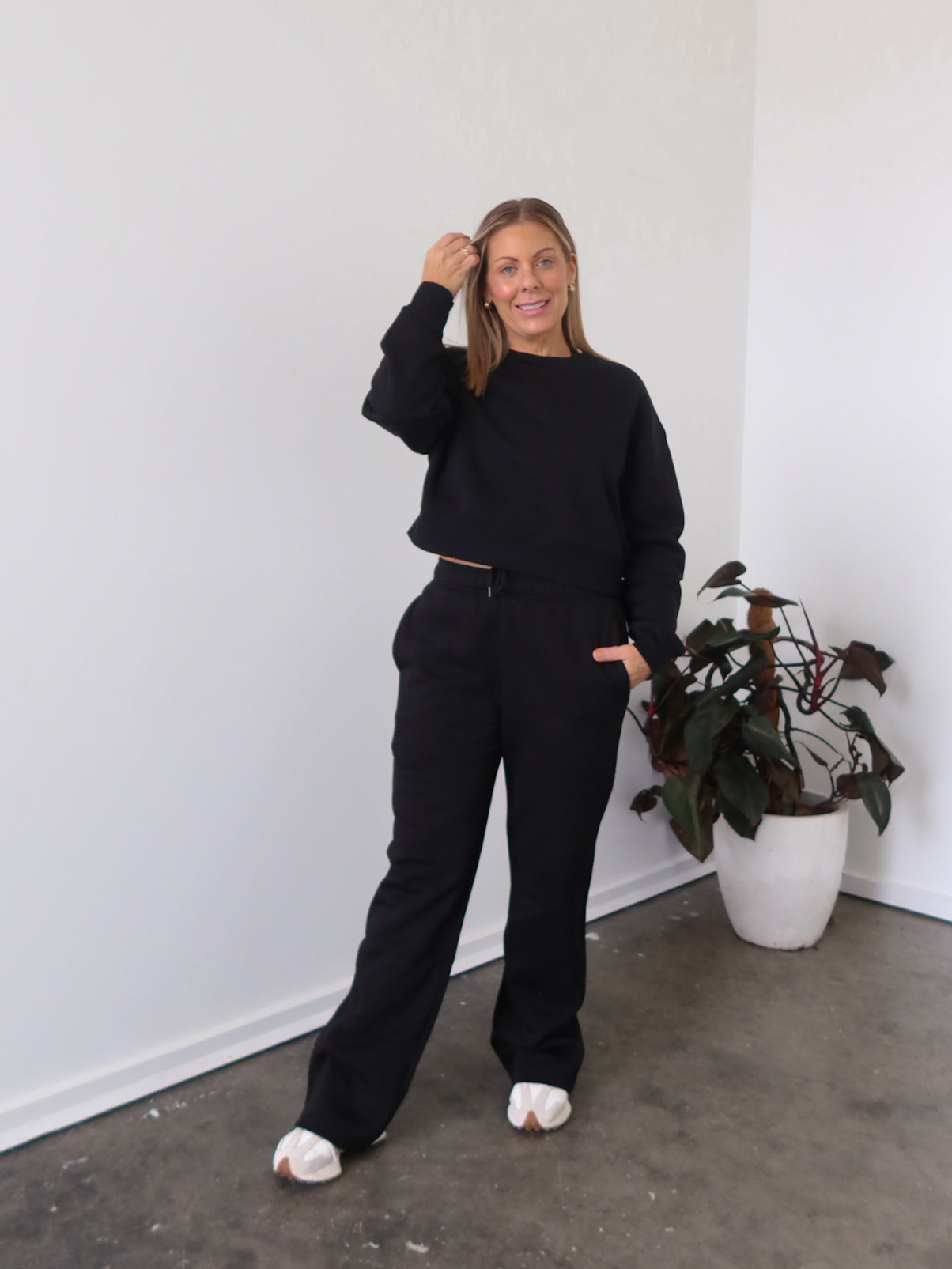 Chase Wide Leg Track Pants - Black