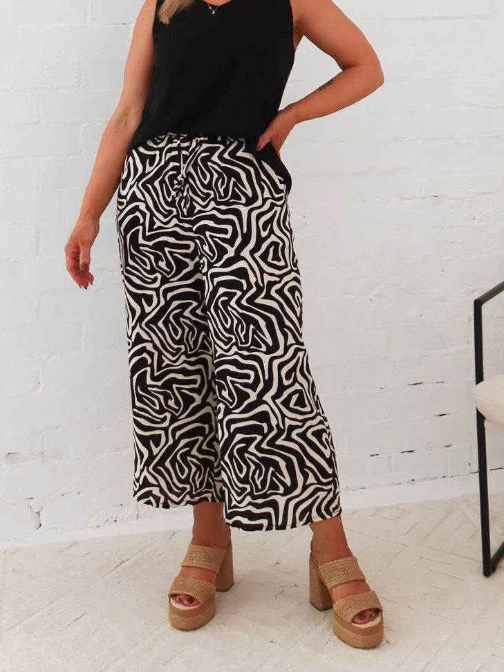 Liam Pants- Black/Beige