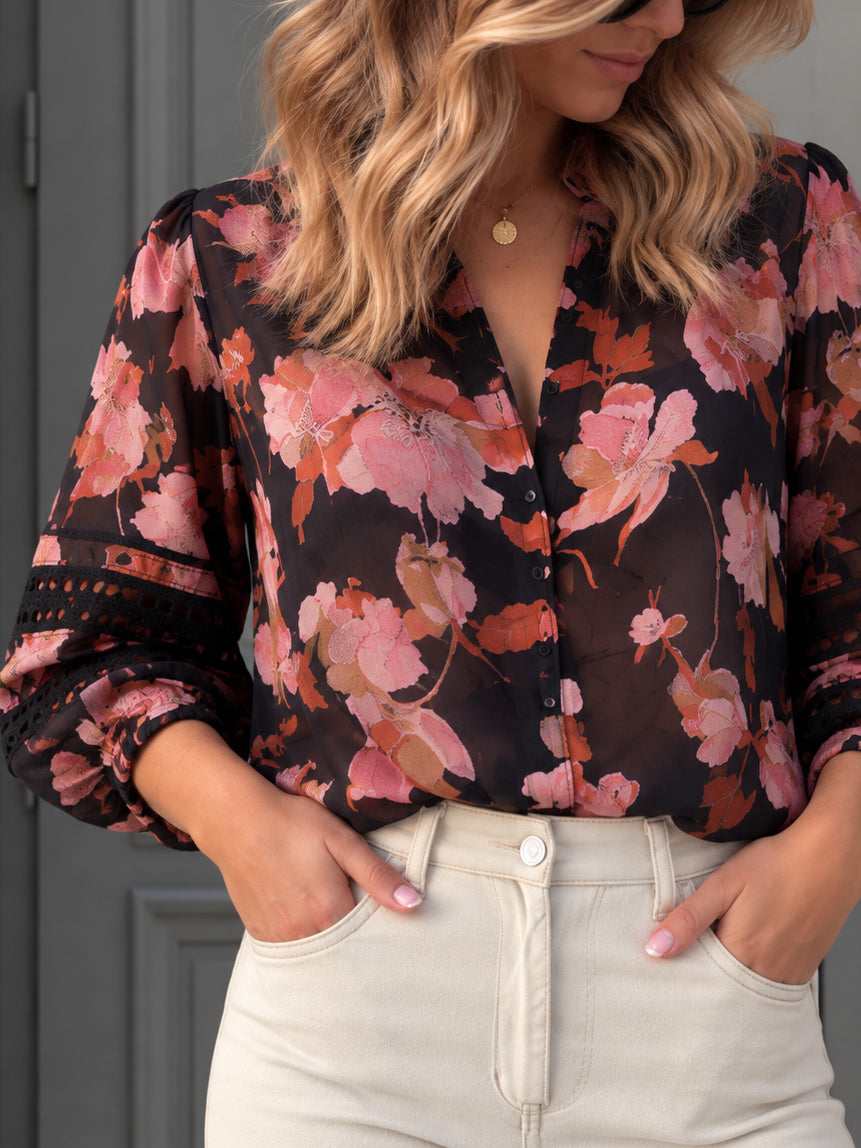 Eden Shirt- Black Floral