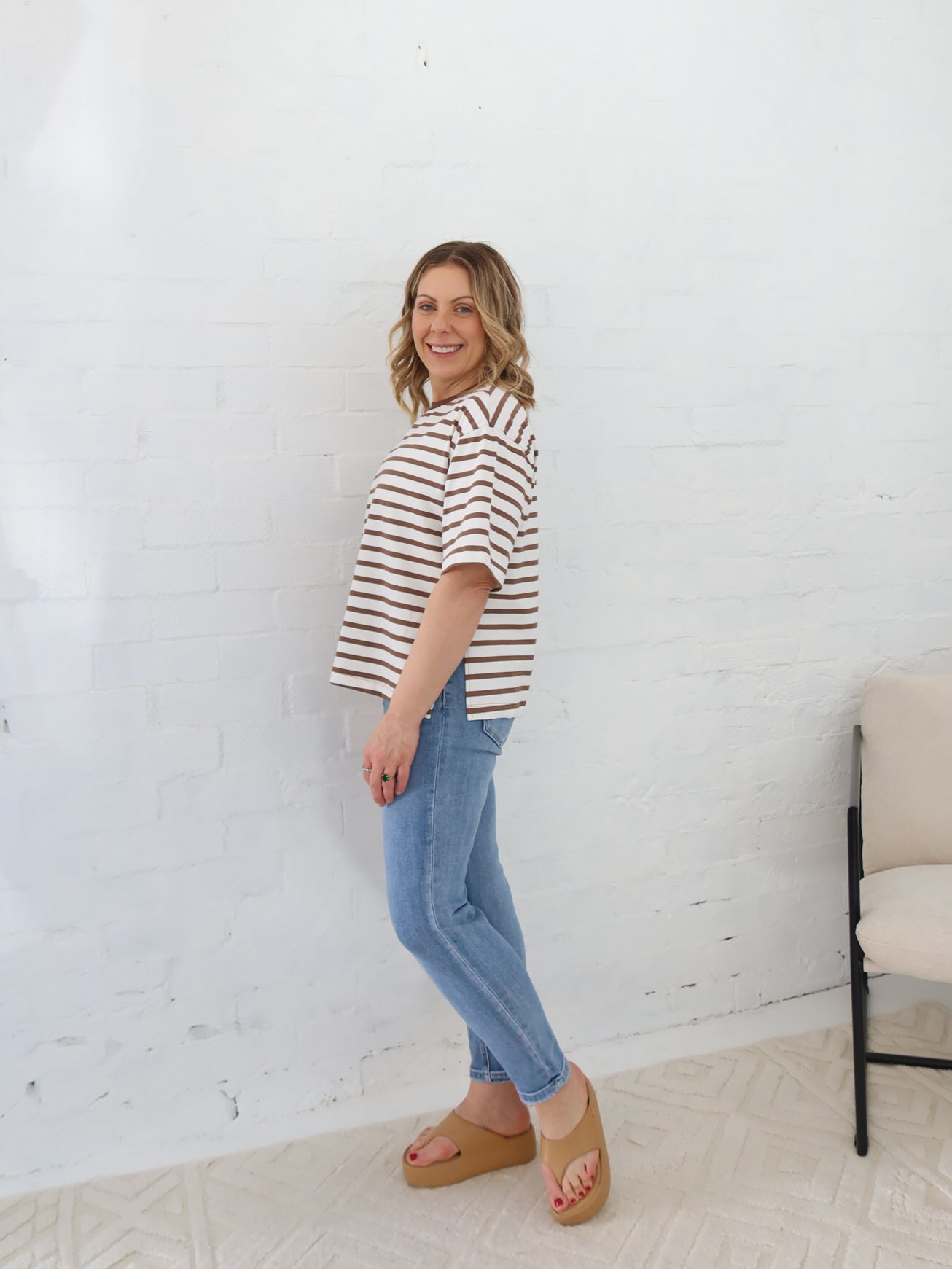 Sally Top- Mocha Stripe