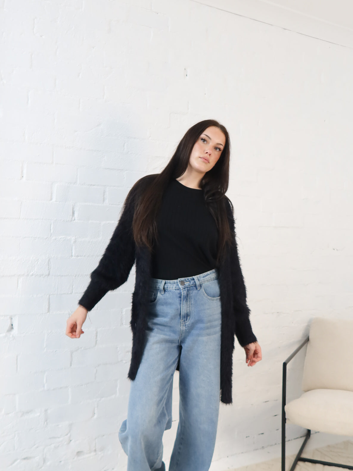 Flossy Cardigan- Black