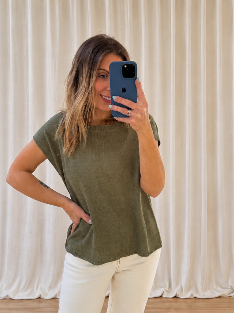 Mariah Knit Top - Khaki