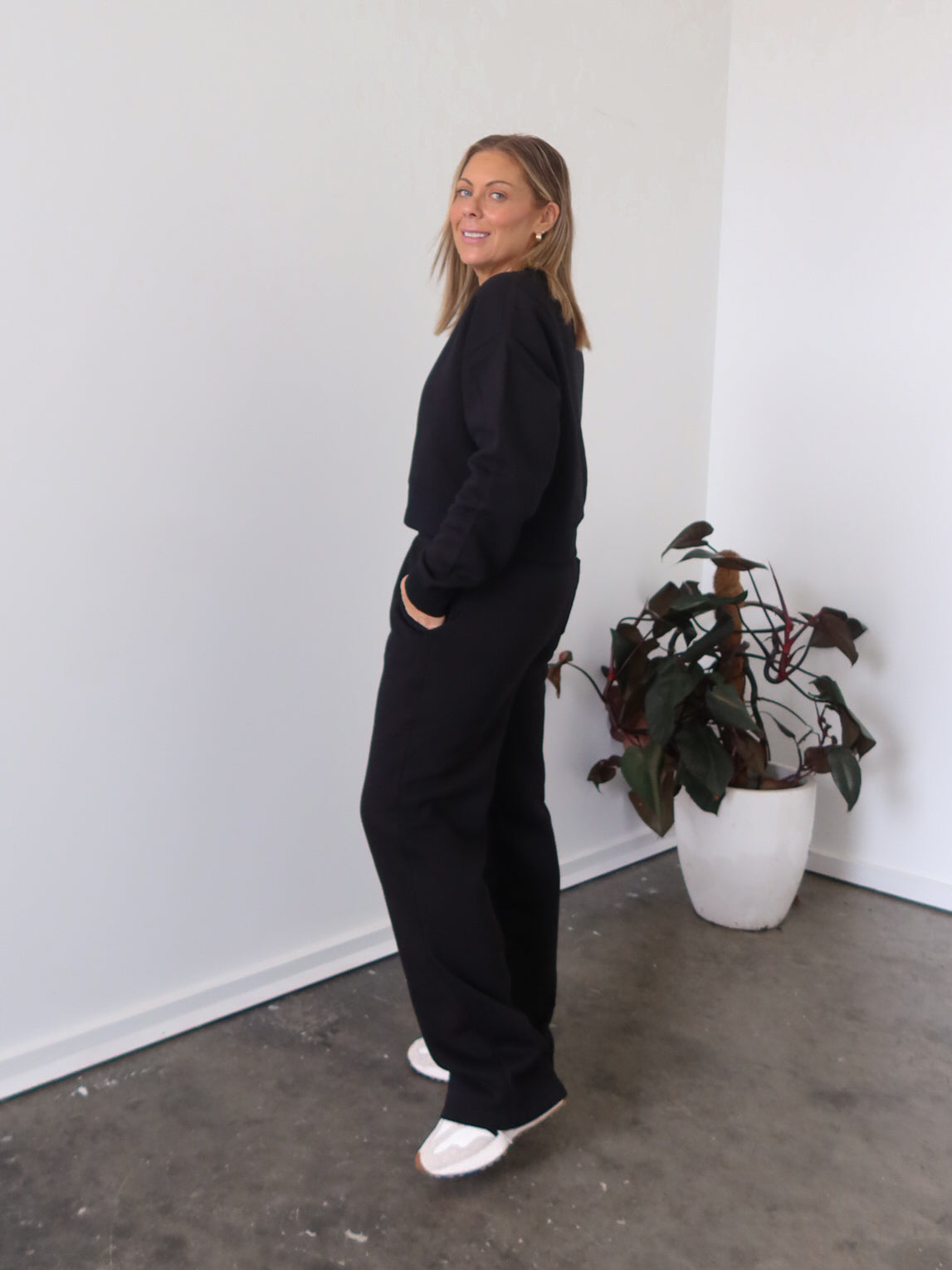 Chase Wide Leg Track Pants - Black
