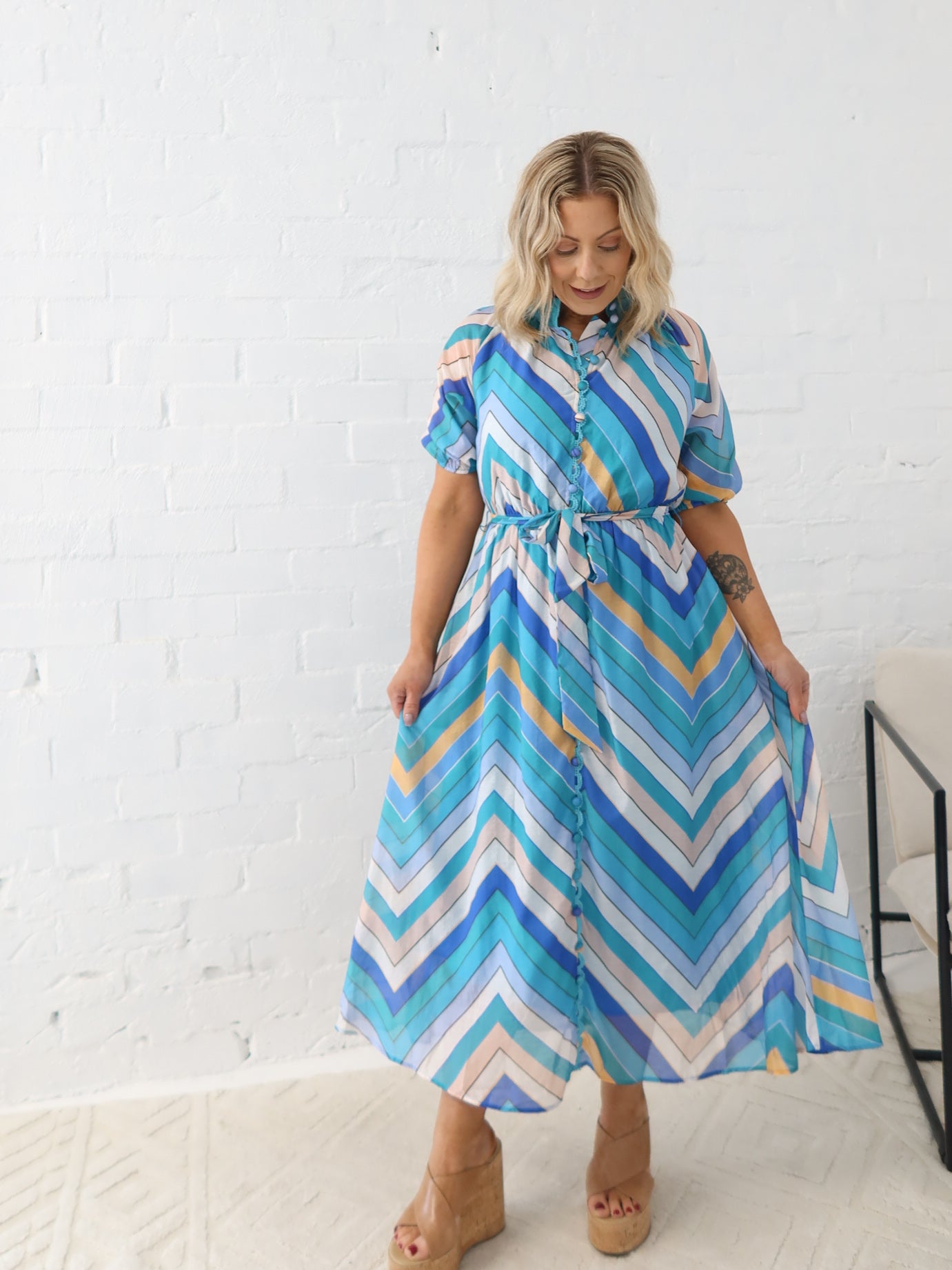 Alaia Dress- Multi Blue
