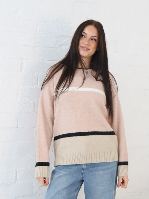 Sally Knit- Pink/Beige