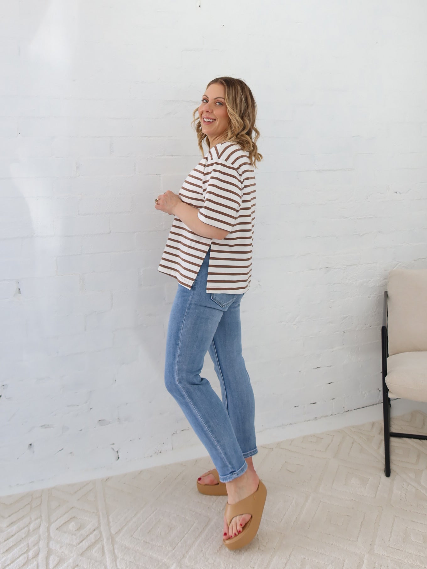 Sally Top- Mocha Stripe