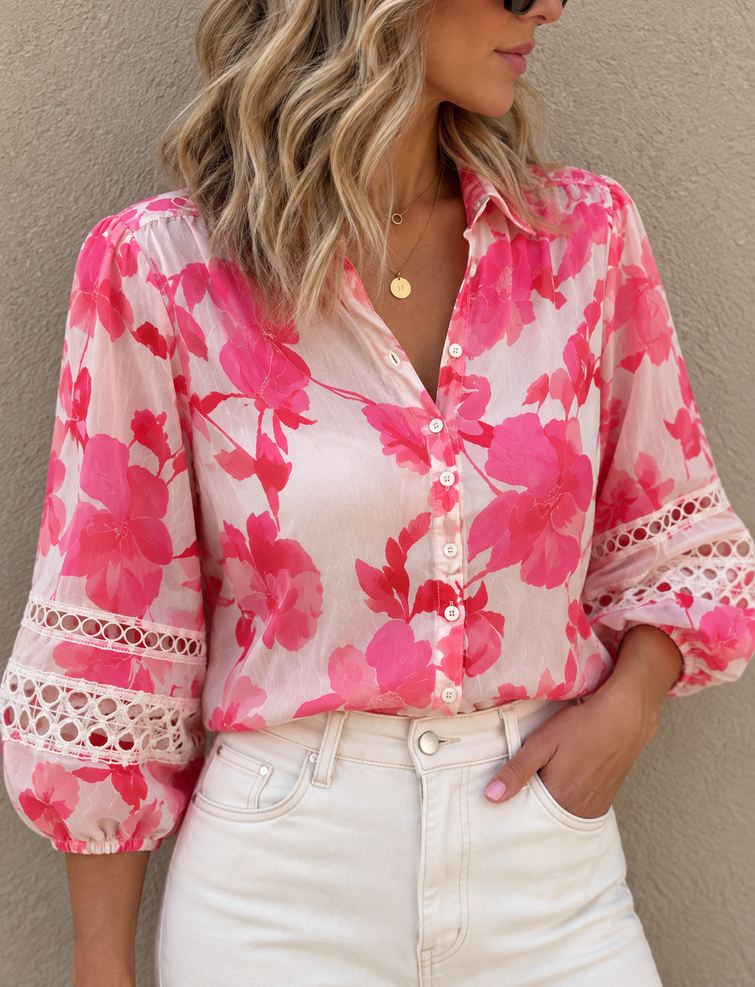 Eden Shirt- Pink/Coral Floral