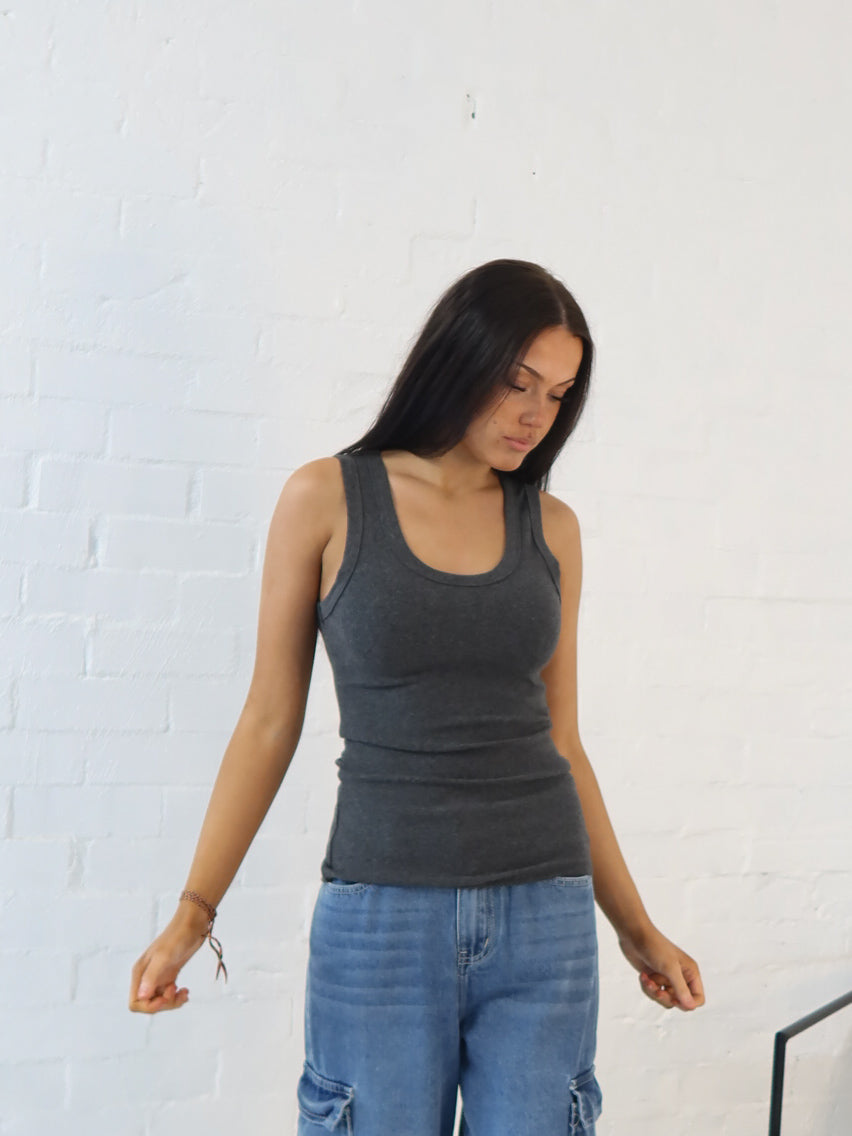 Charlee Tank - Charcoal