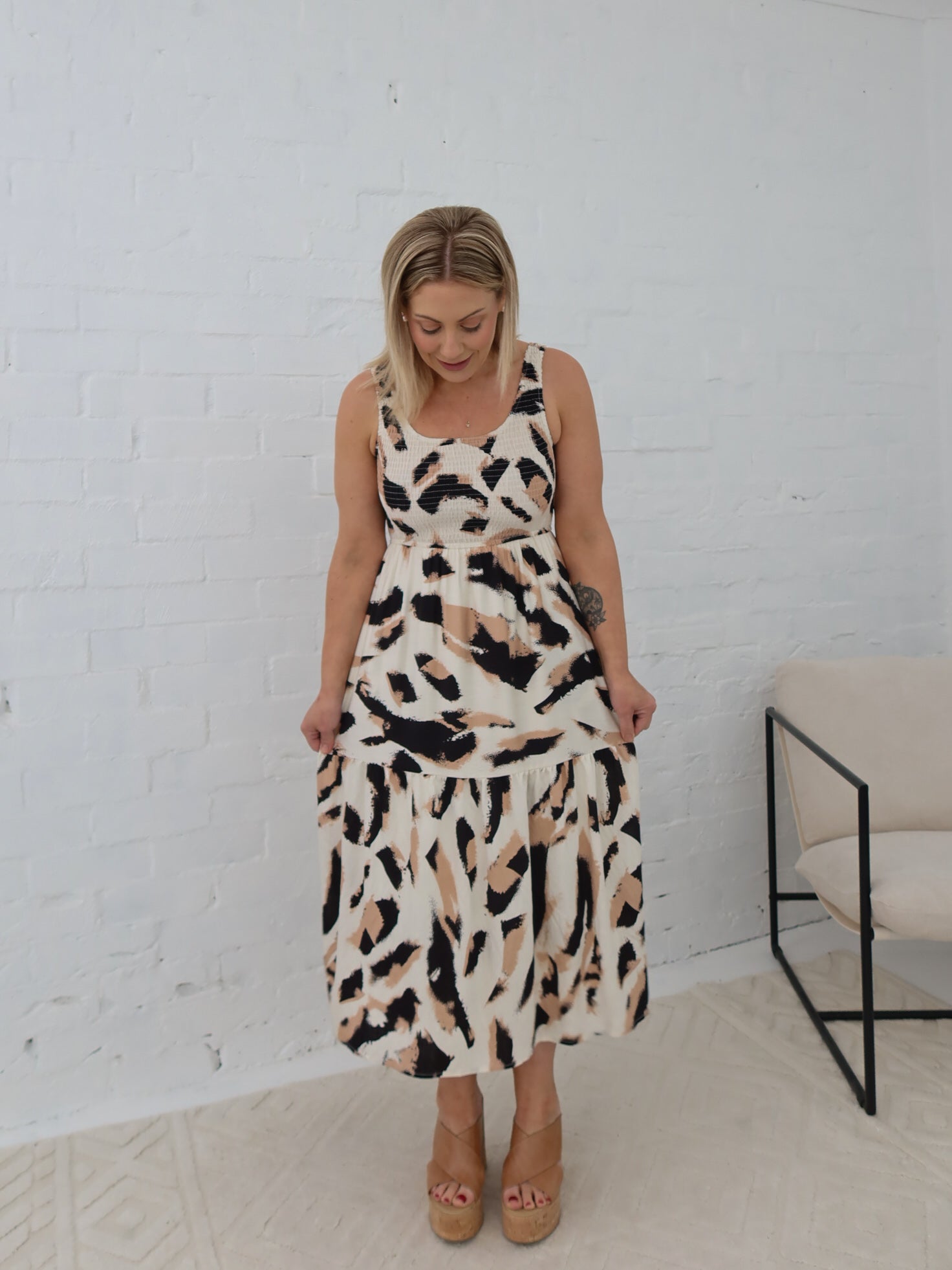 Lynn Dress - Multi Beige