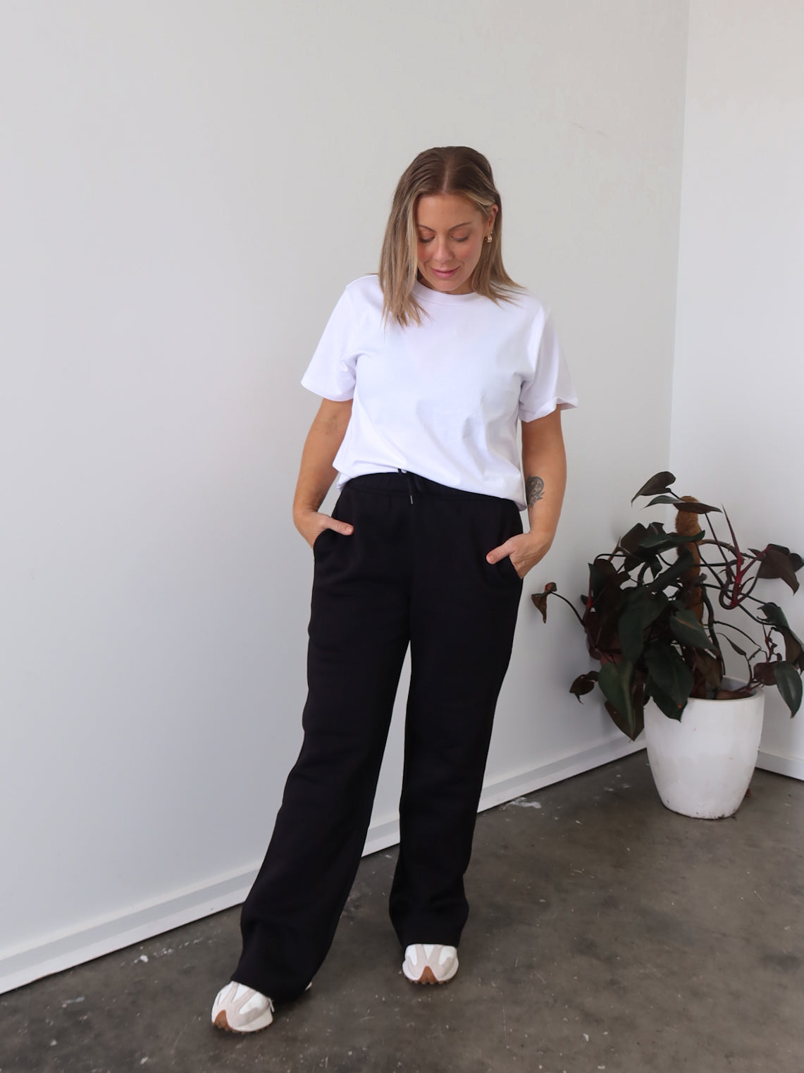 Chase Wide Leg Track Pants - Black