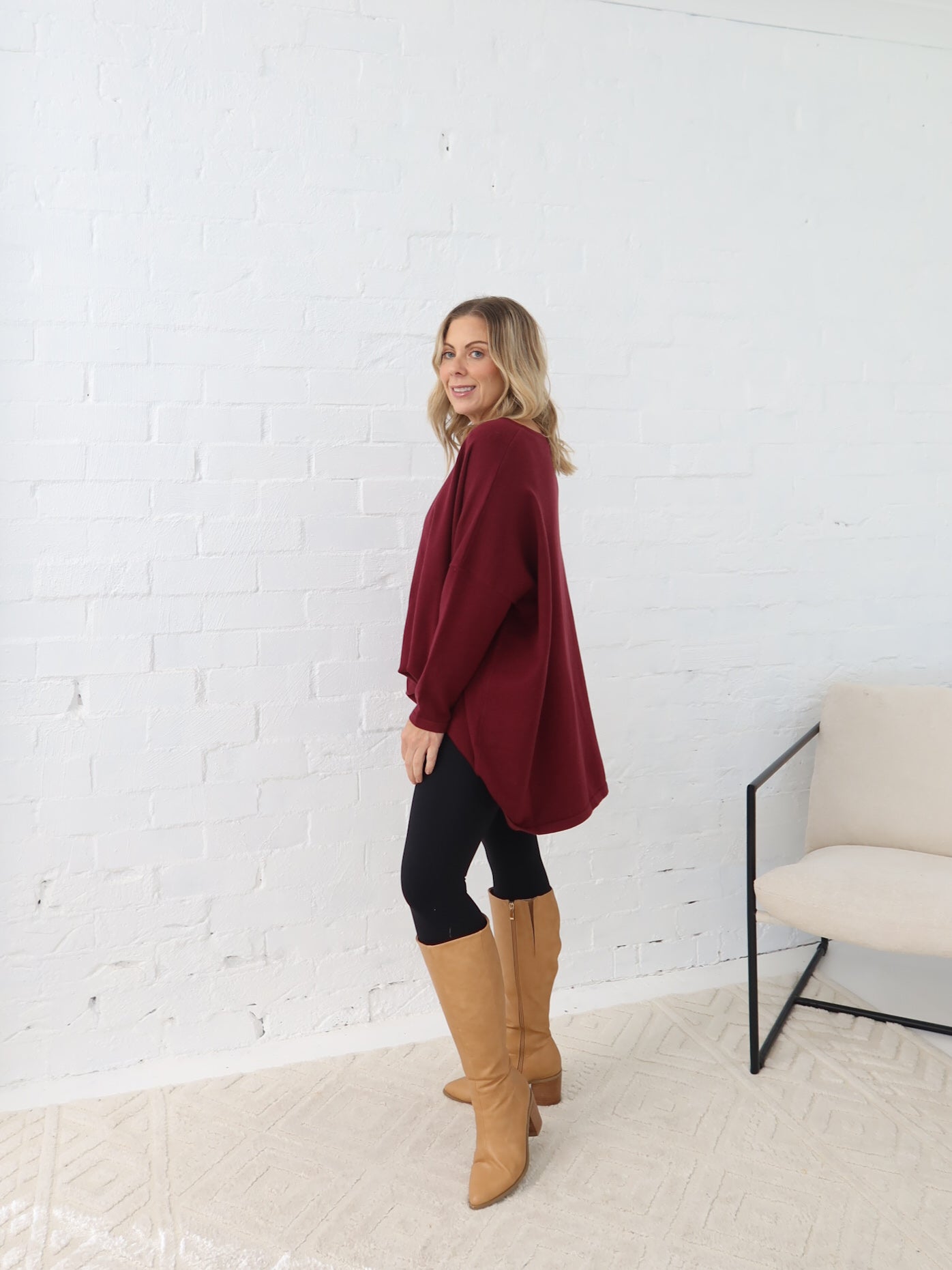 Avery Knit -Burgundy
