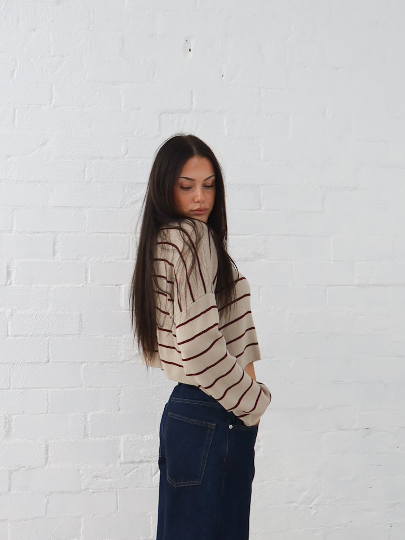Fran Knit - Beige Stripe