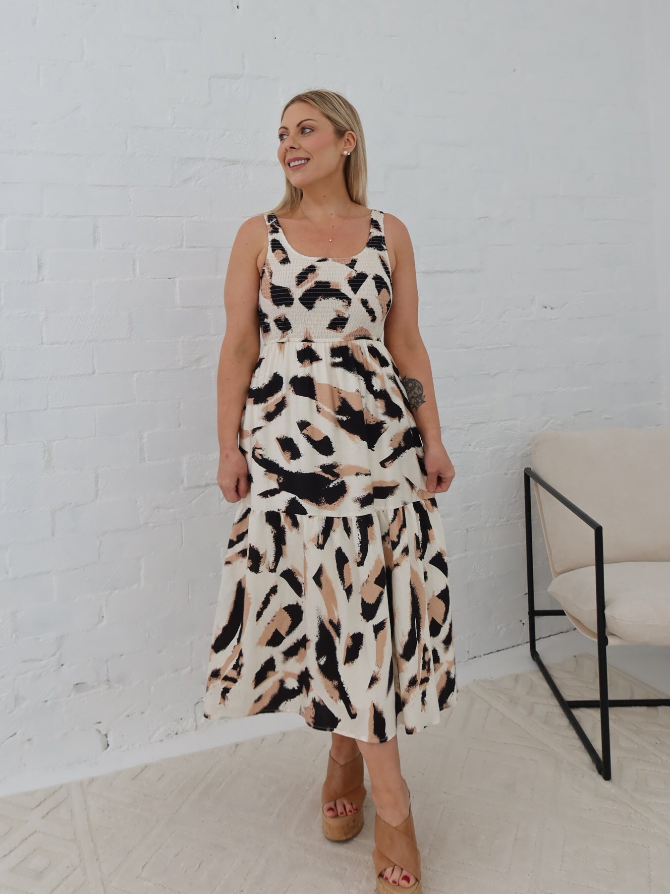 Lynn Dress - Multi Beige