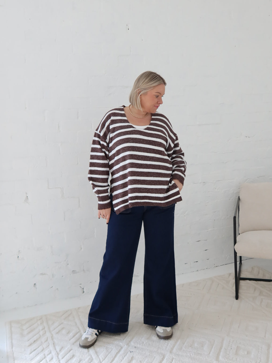 Taryn Knit - Chocolate/White