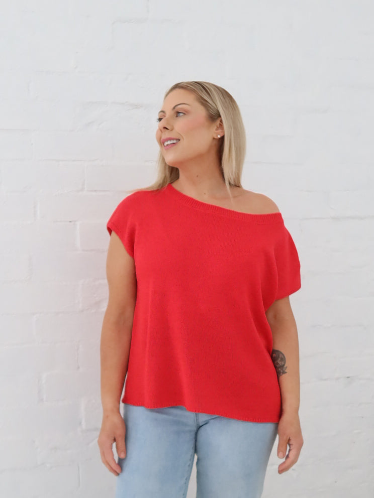 Mariah Knit Top - Red