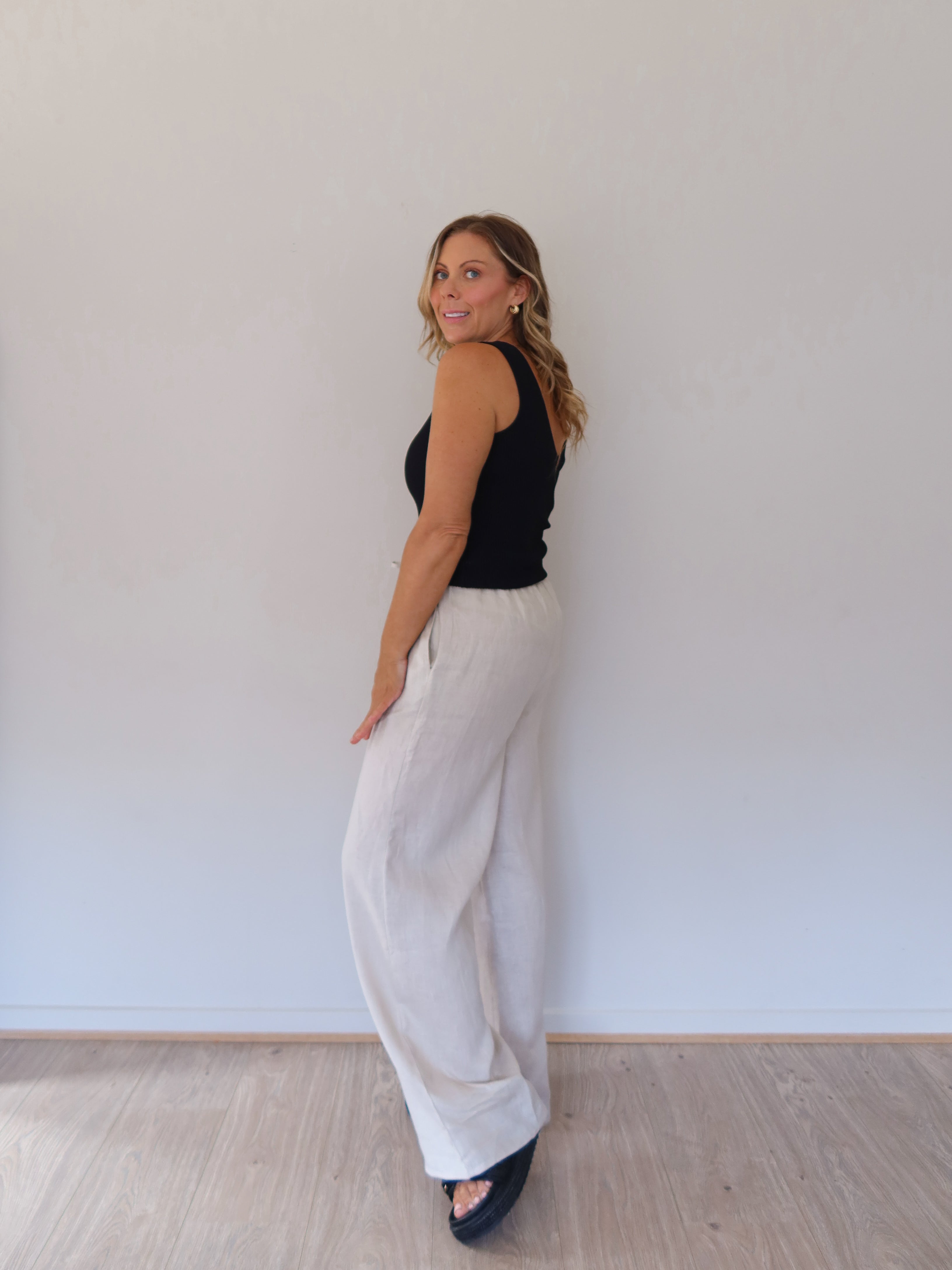 Andie Linen Pants - Natural Beige