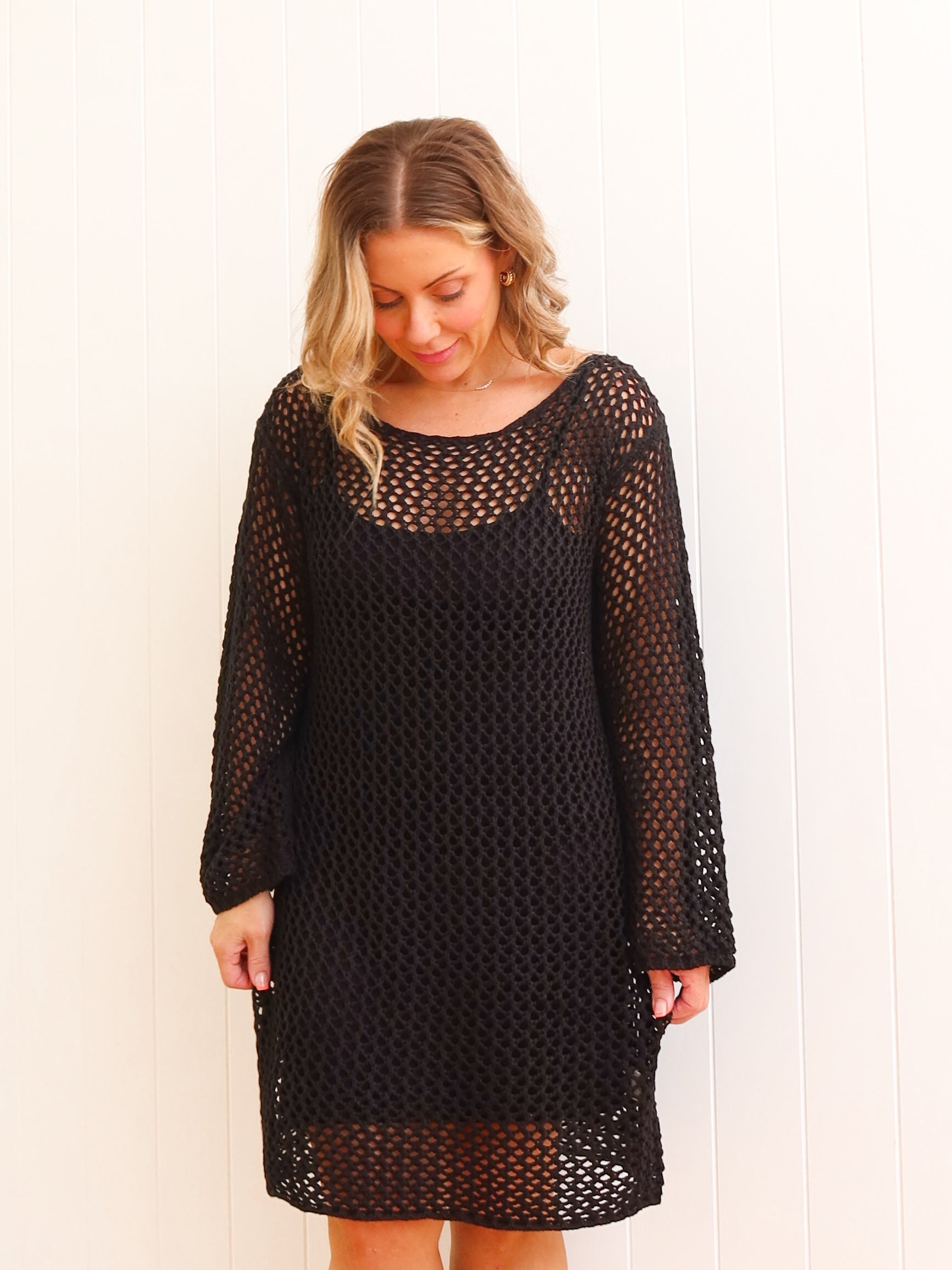 Nerina Crochet Dress - Black
