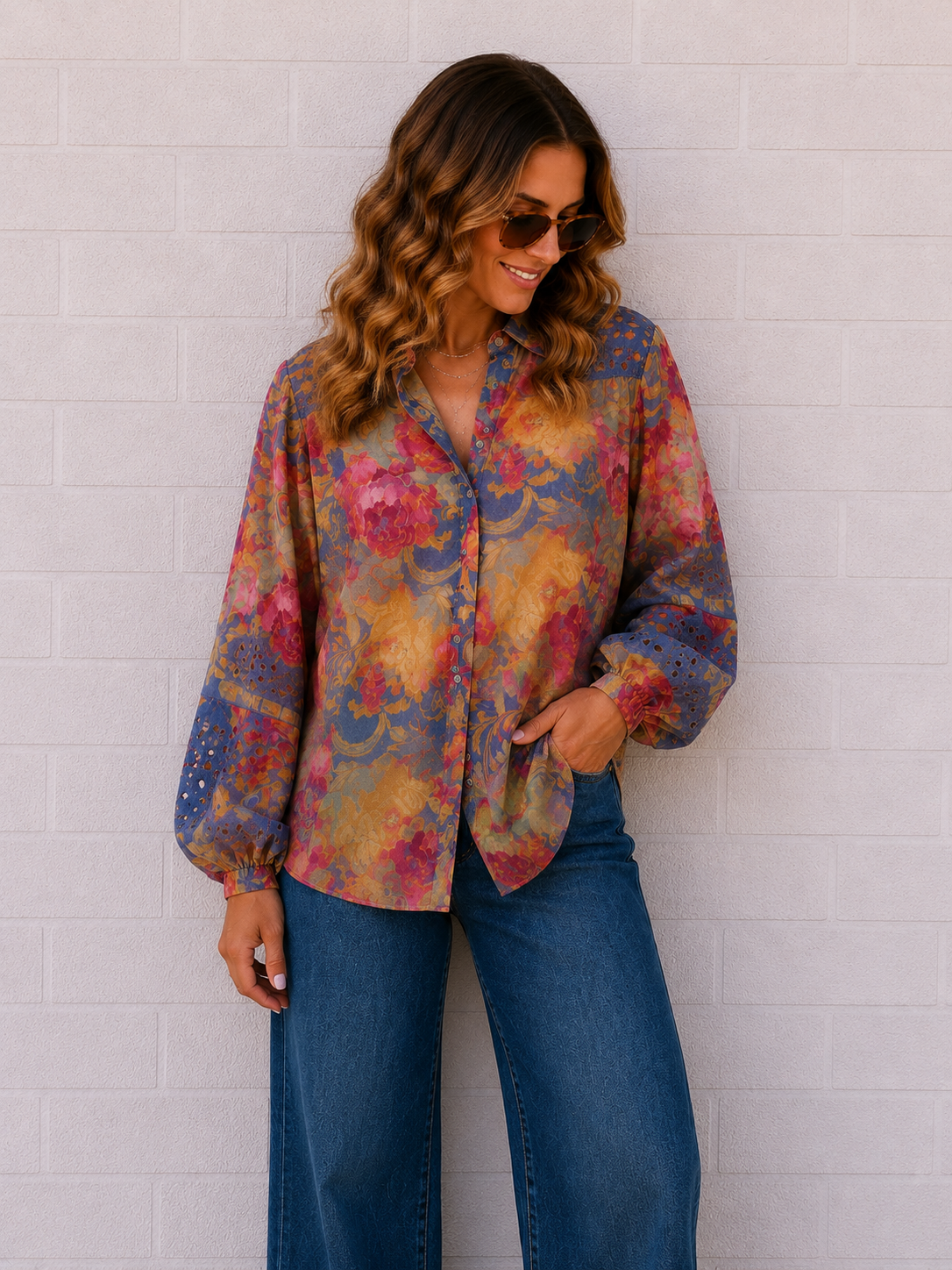 Bloom Shirt- Pink/Green/Indigo