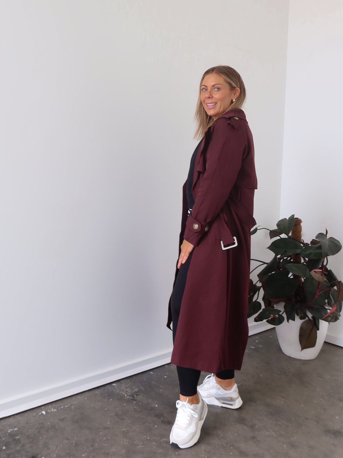 Farrah Trench Coat- Burgundy