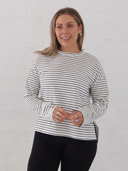 Taylah Long Sleeve Tee- Black and White