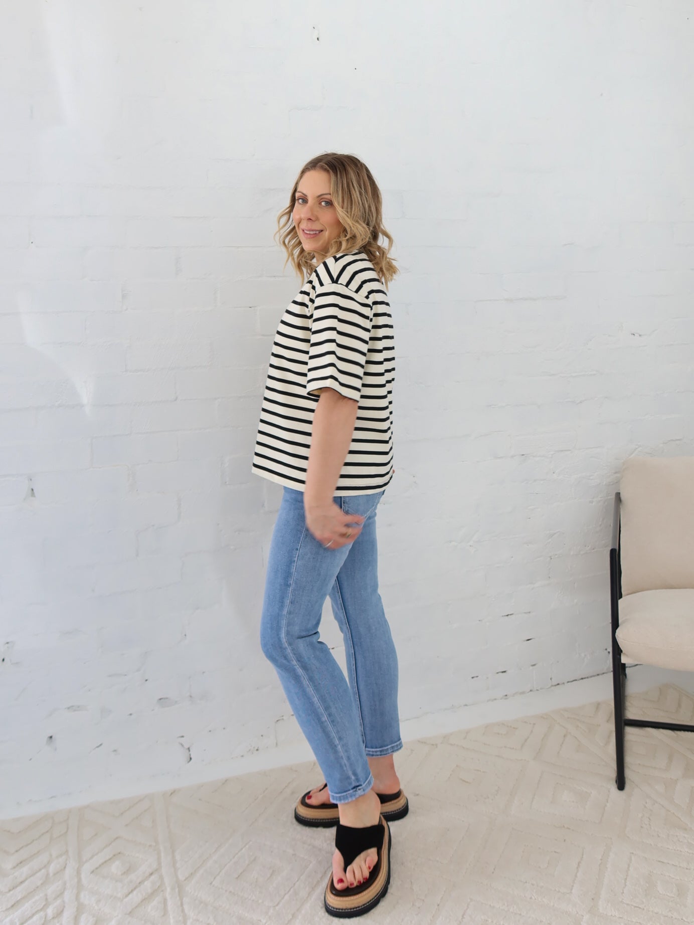 Sally Top- Black Stripe
