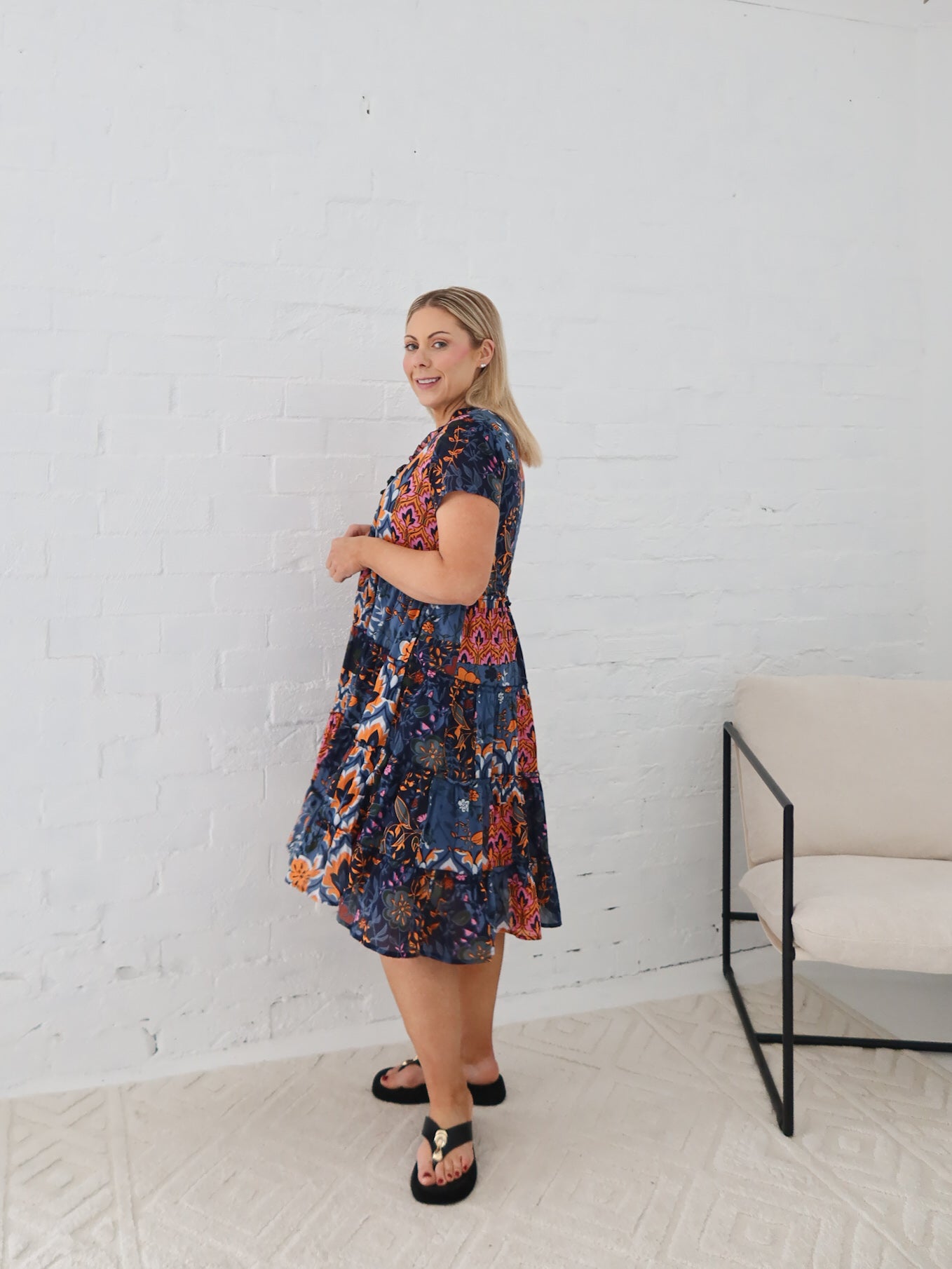 Saige Dress- Navy Floral