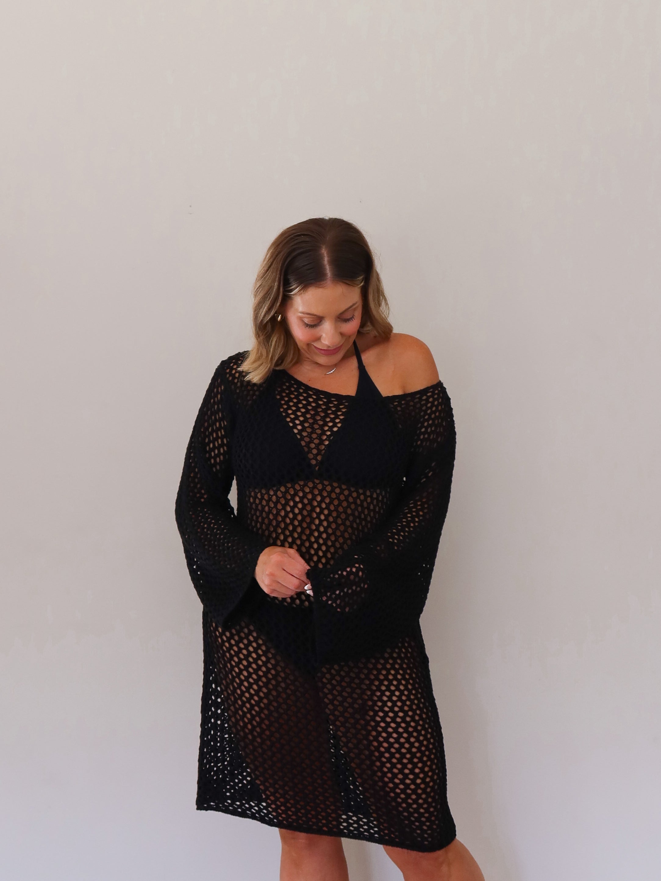 Nerina Crochet Dress - Black