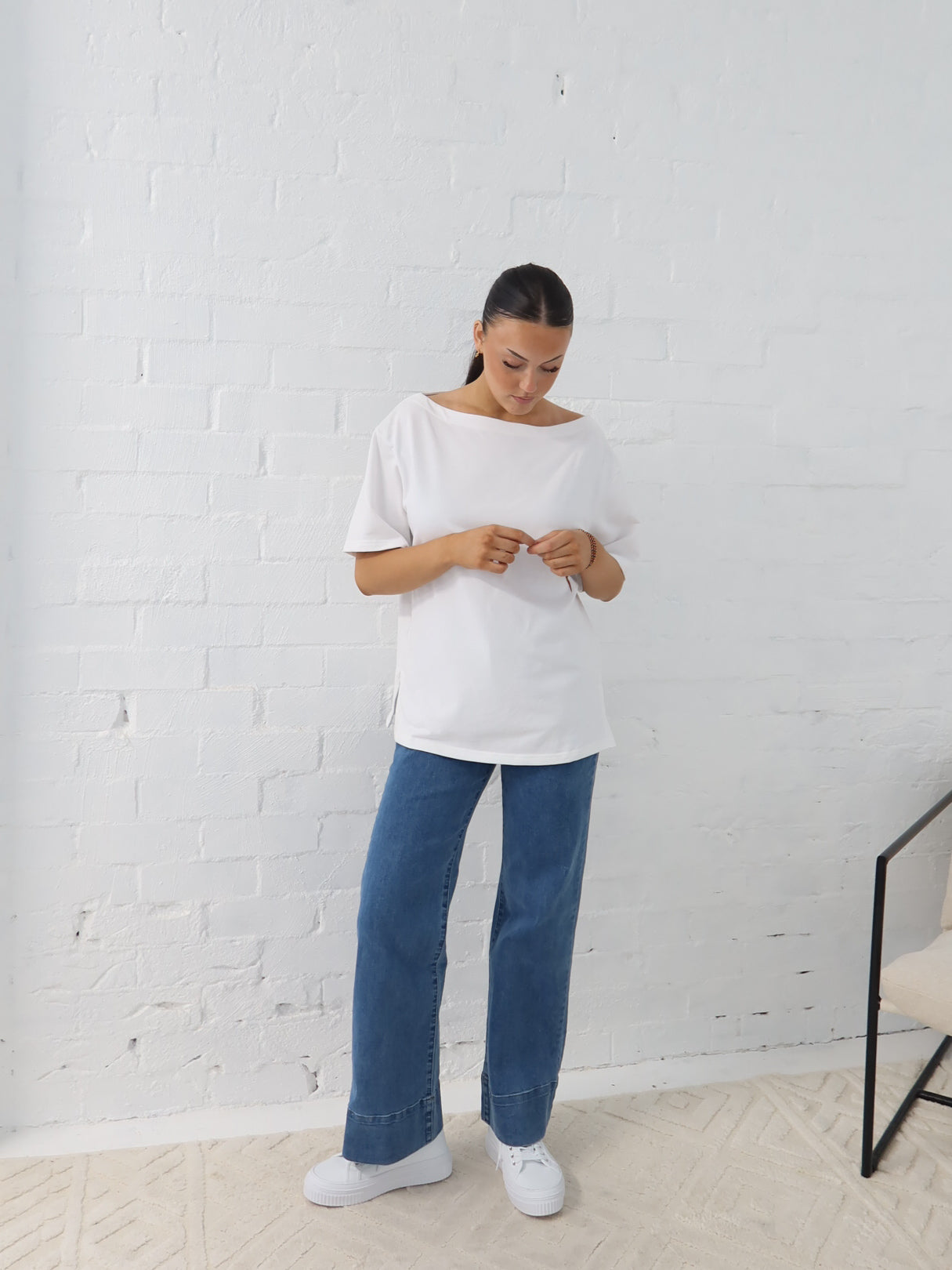 Myra Off Shoulder Tee- White