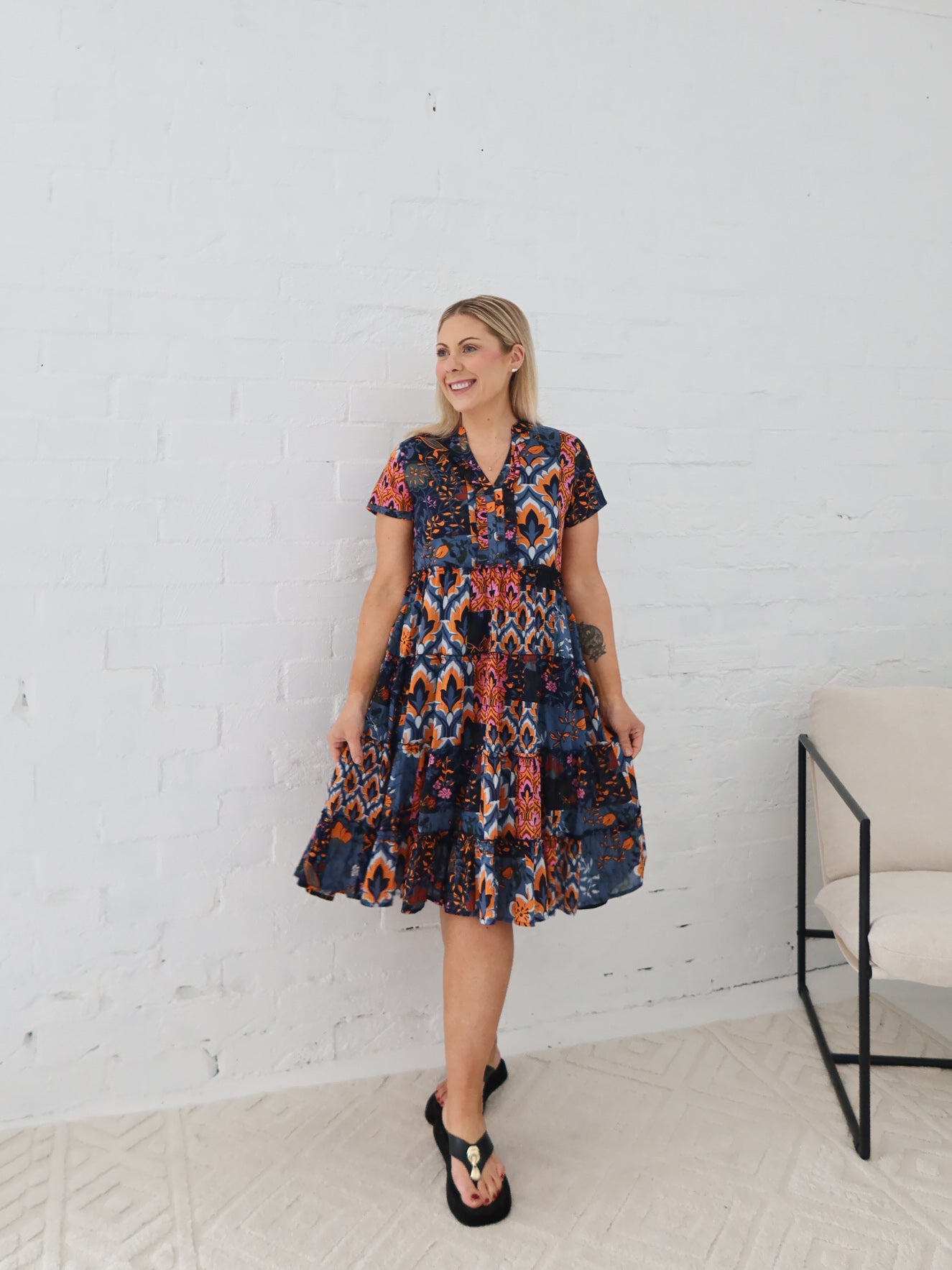 Saige Dress- Navy Floral