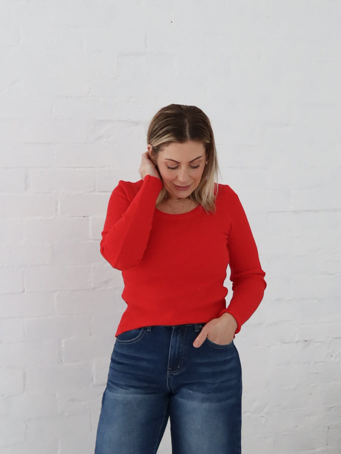 Selma Knit Top - Red