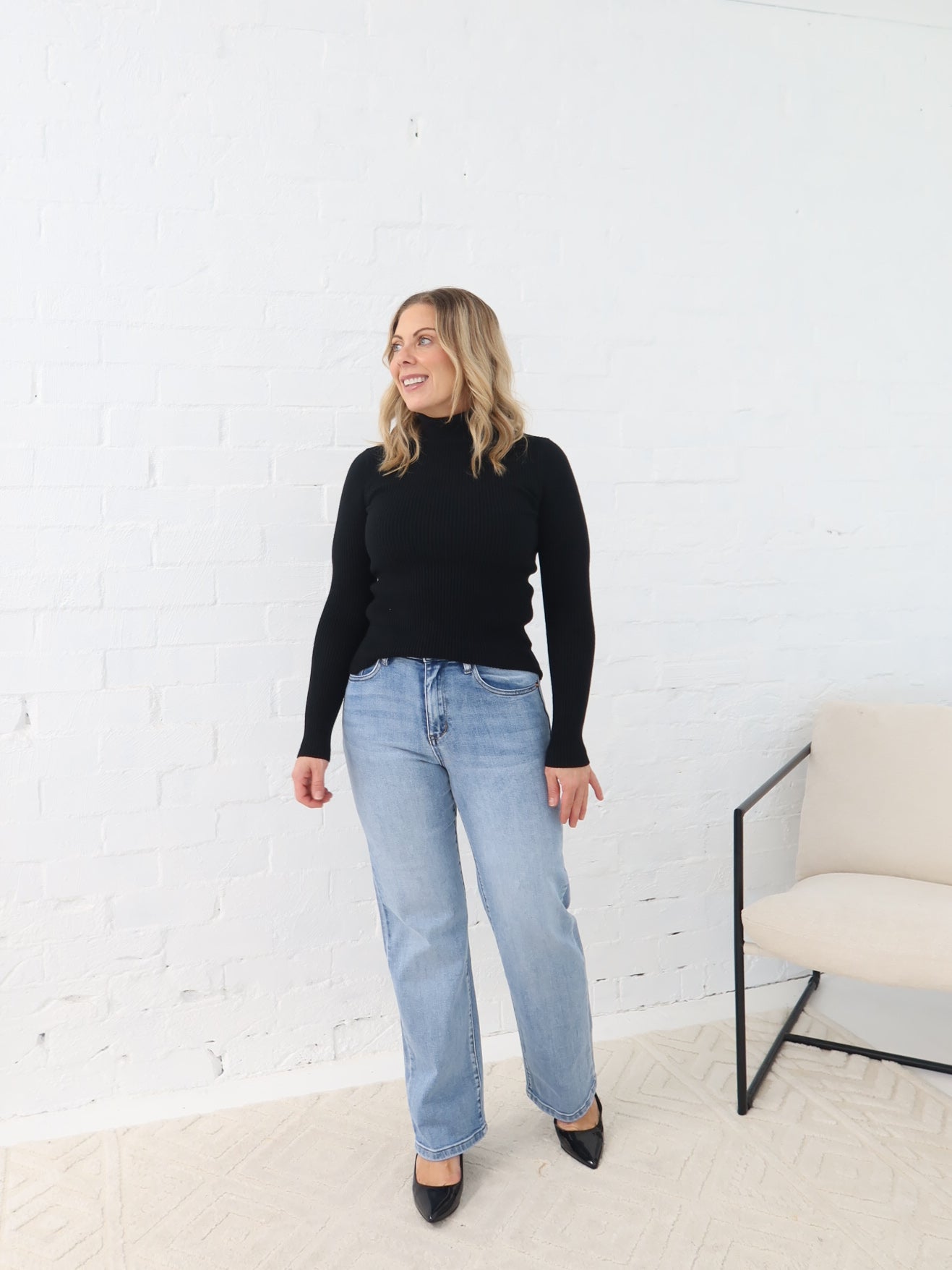 Angelique Turtleneck Knit- Black