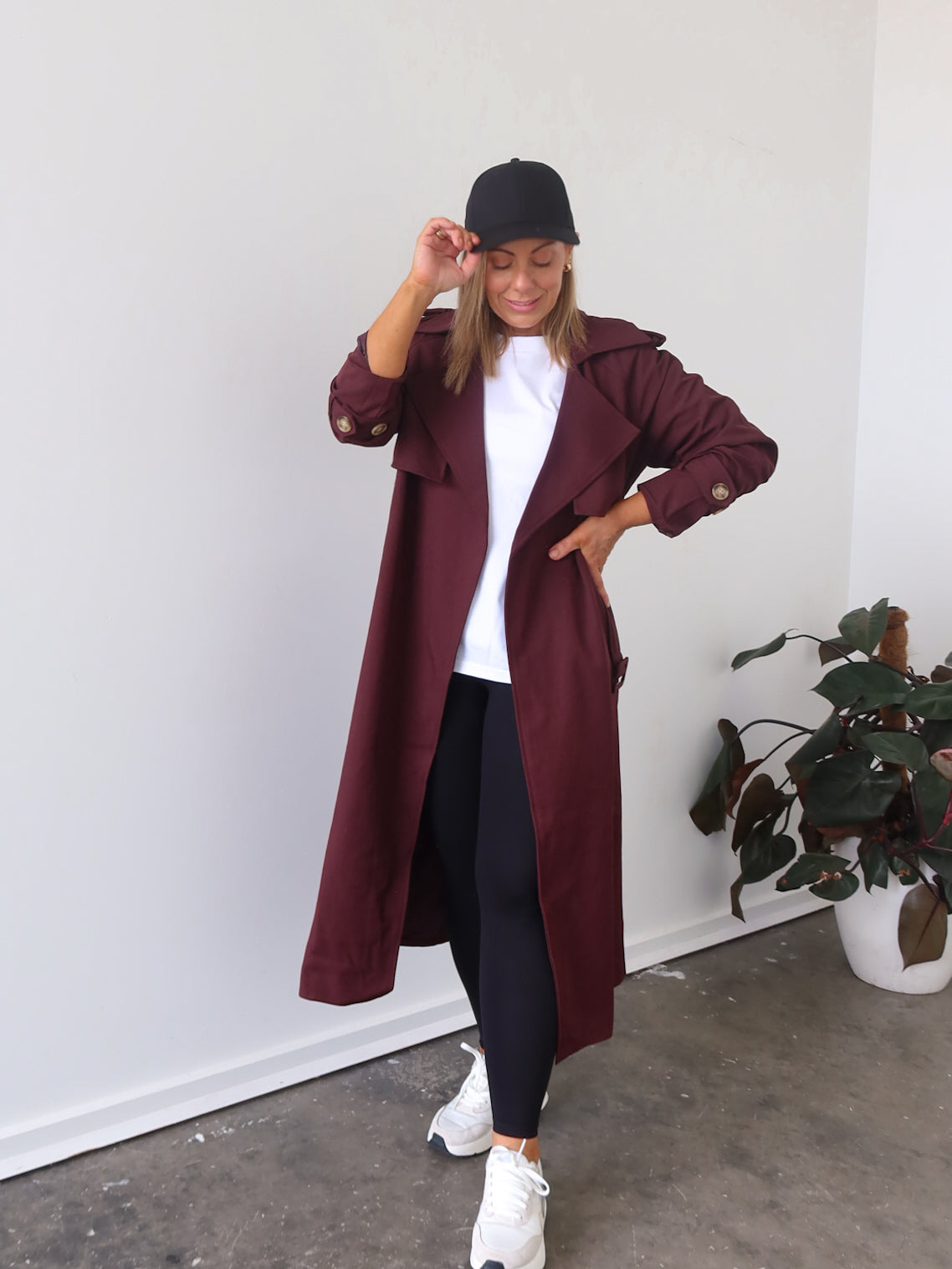 Farrah Trench Coat- Burgundy
