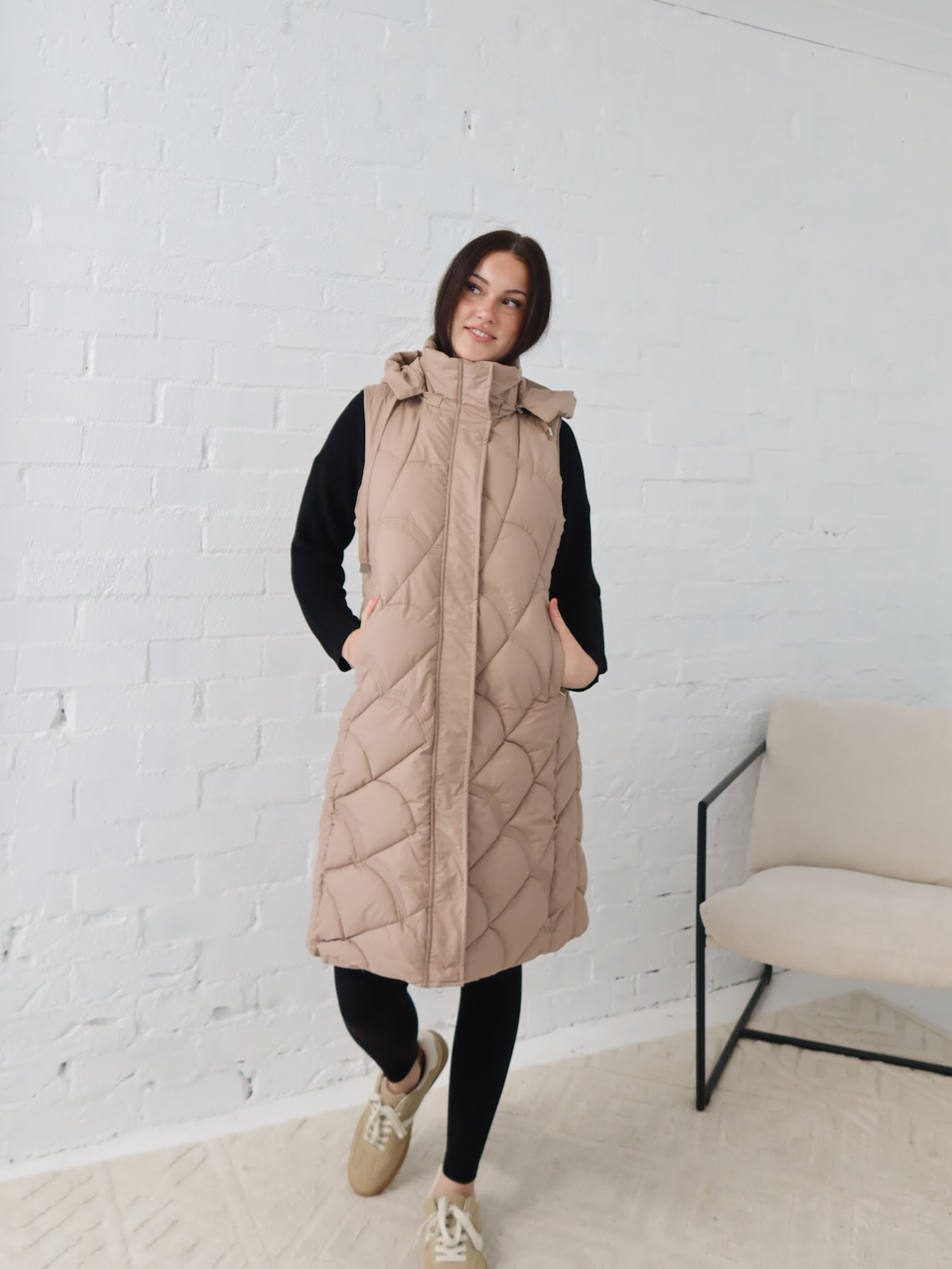 Miranda Longline Vest- Beige