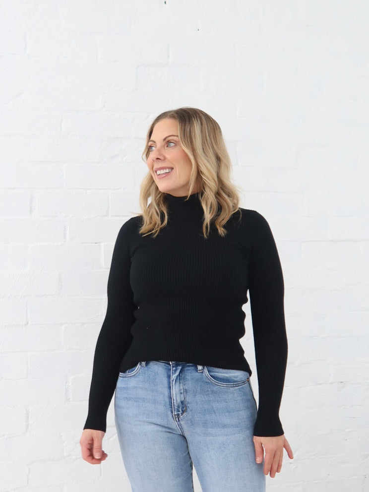 Angelique Turtleneck Knit- Black