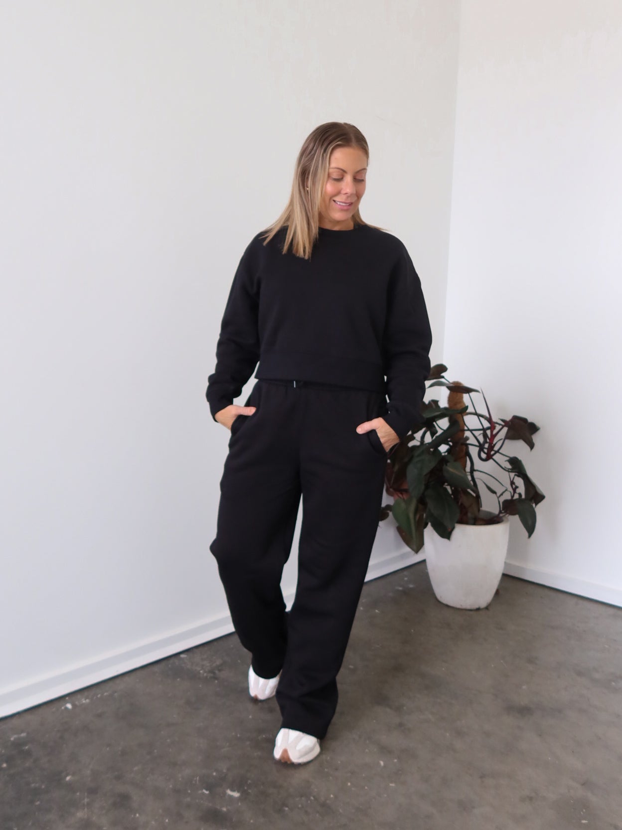 Chase Wide Leg Track Pants - Black