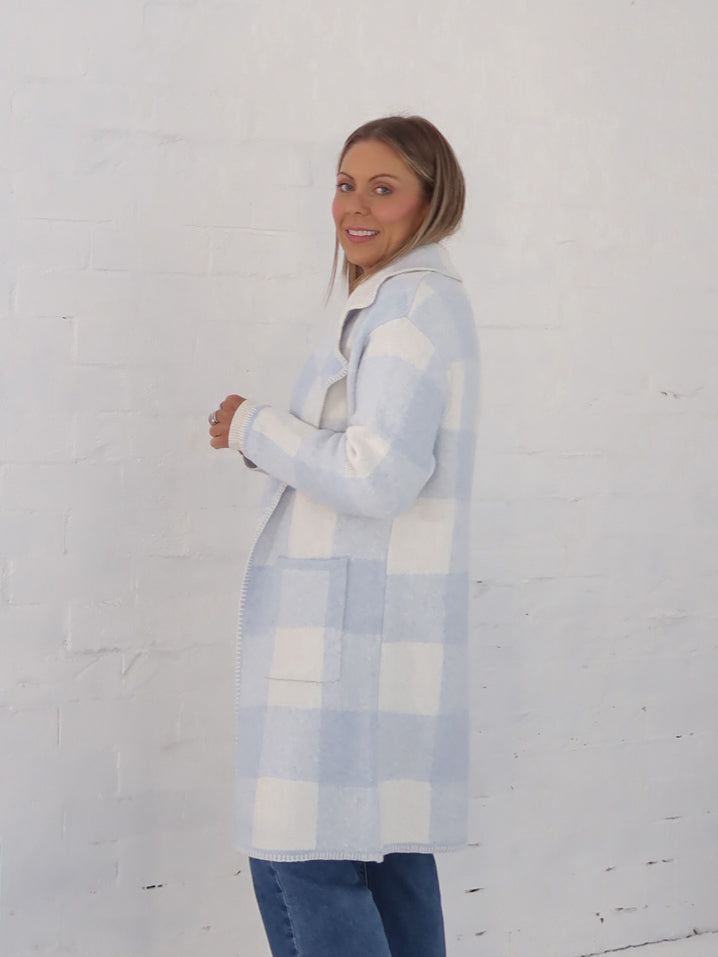 Jimmy Check Cardigan - Blue