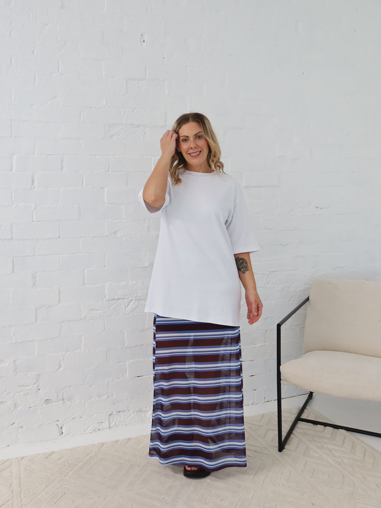 Stevie Skirt- Chocolate/Blue