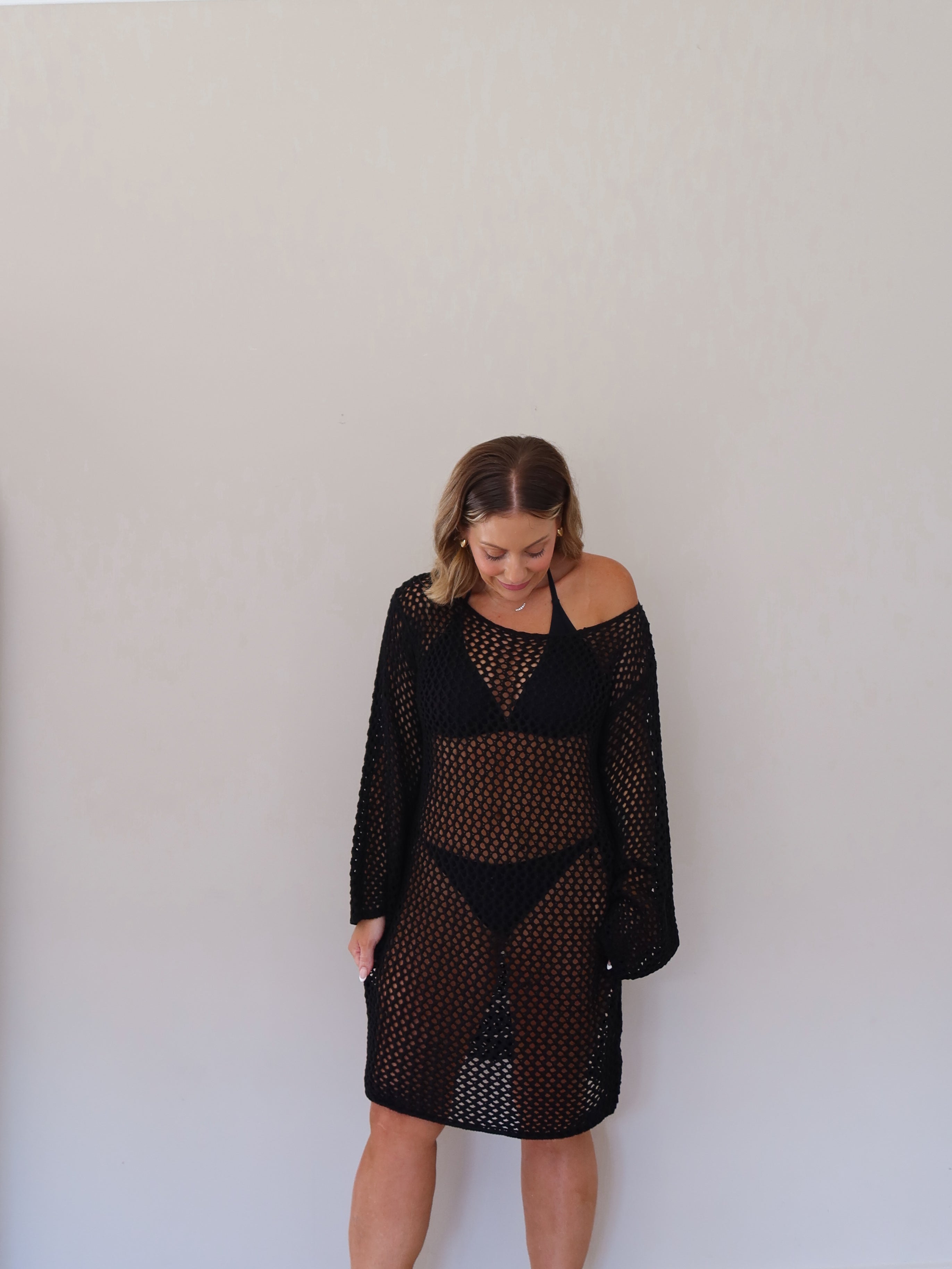 Nerina Crochet Dress - Black