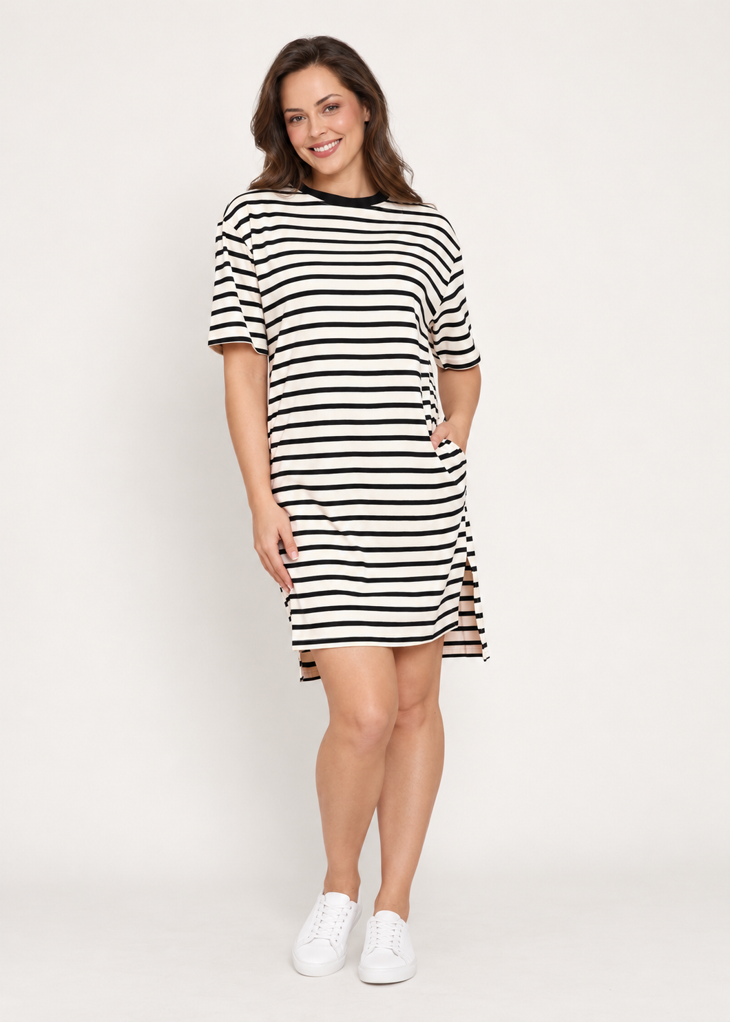 Beth Dress- Black Stripe